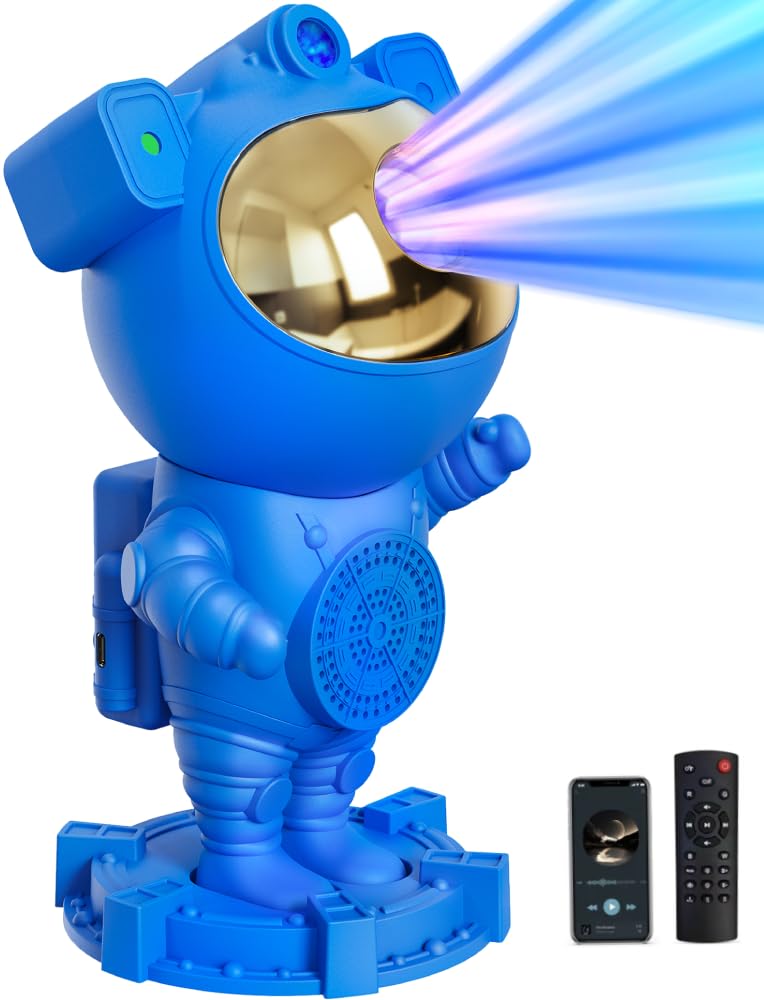 Galaxy Projector Night Light for Kids - Astronaut Moon Star LED Lamp, Bedroom Ceiling Decor for Boys Girls Teens 1-15 Years Old, Space Themed Room Aesthetic, Perfect Gift for Christmas Birthday Party | Create Stargazing Experience & Relaxing Atmosphere in Bedroom Nursery or Dorm