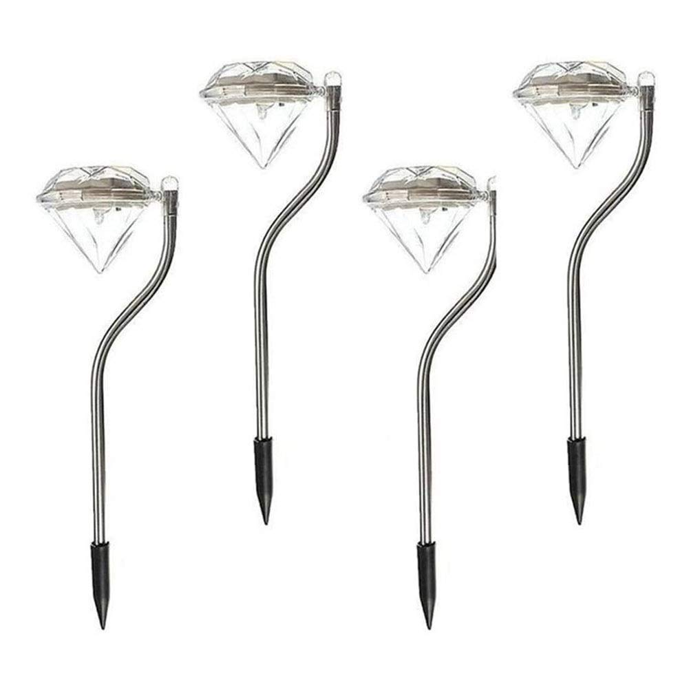 4-Pack Diamond Solar Garden Lights - Waterproof LED Solar Powered Outdoor Landscape Lighting for Yard, Lawn, Pathways | Weather-Resistant White Solar Post Lights for Patio, Deck & Garden Decor