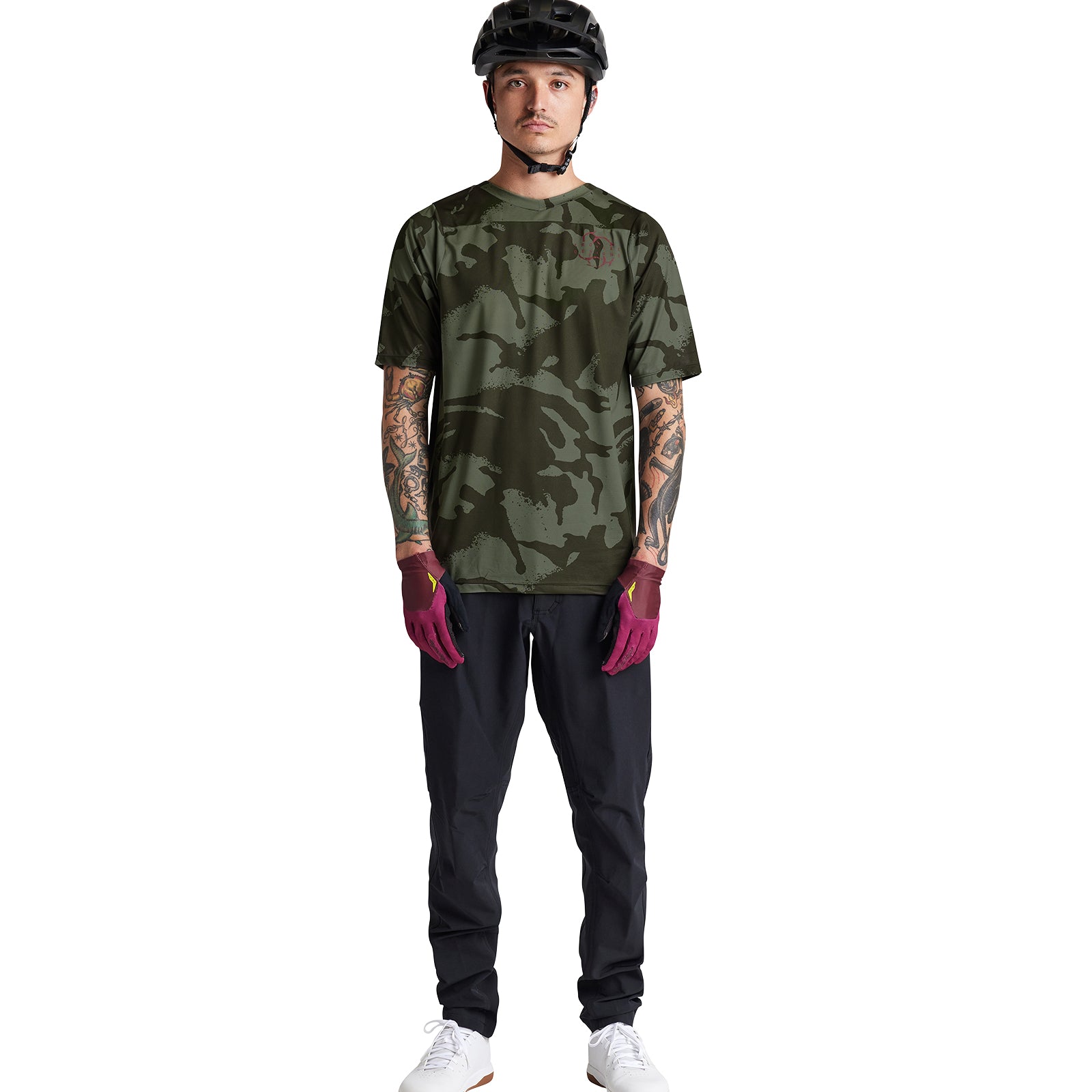 Skyline SS Jersey Shadow Camo Olive - Men's Athletic Performance Shirt for Workout, Running & Outdoor Sports