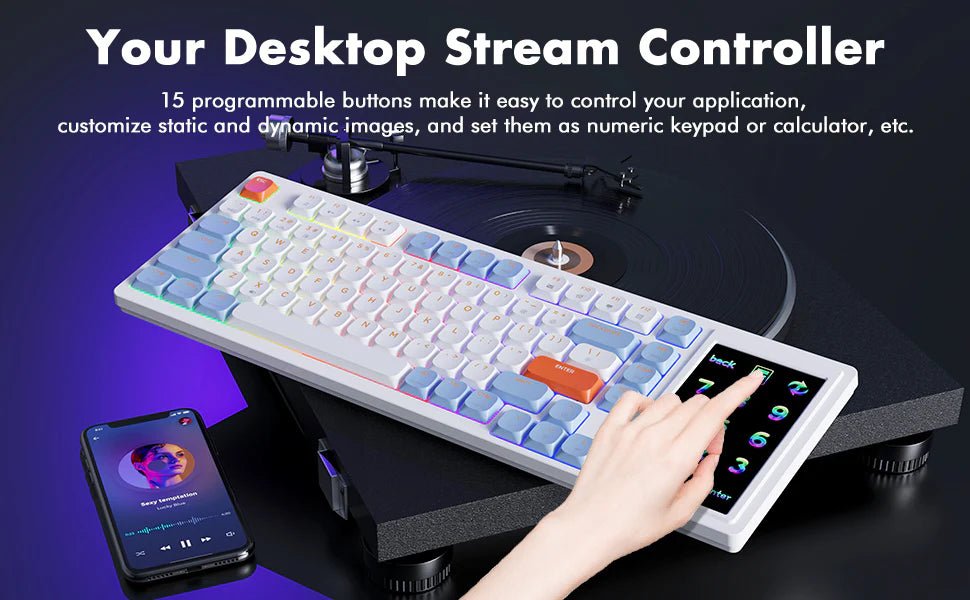 Ajazz AKP815 RGB Mechanical Gaming Keyboard - Wired, Blue & White, Brown Switches - Perfect for Gaming, Typing & Office Work