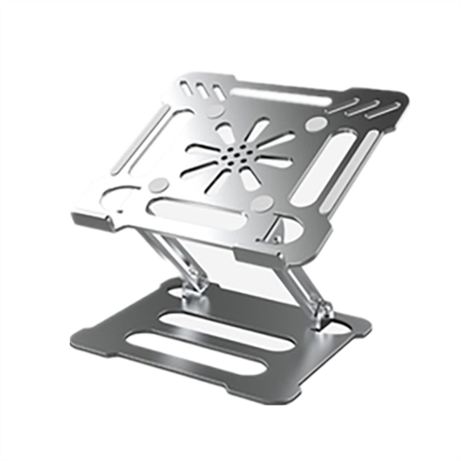 Premium Aluminum Alloy Adjustable Laptop Stand - Portable & Foldable Computer Holder for MacBook, Notebook - Ergonomic Lifting Bracket with Non-Slip Base for Better Cooling (Stand Only) - Perfect for Home Office, Workstation & Coffee Shop Use
