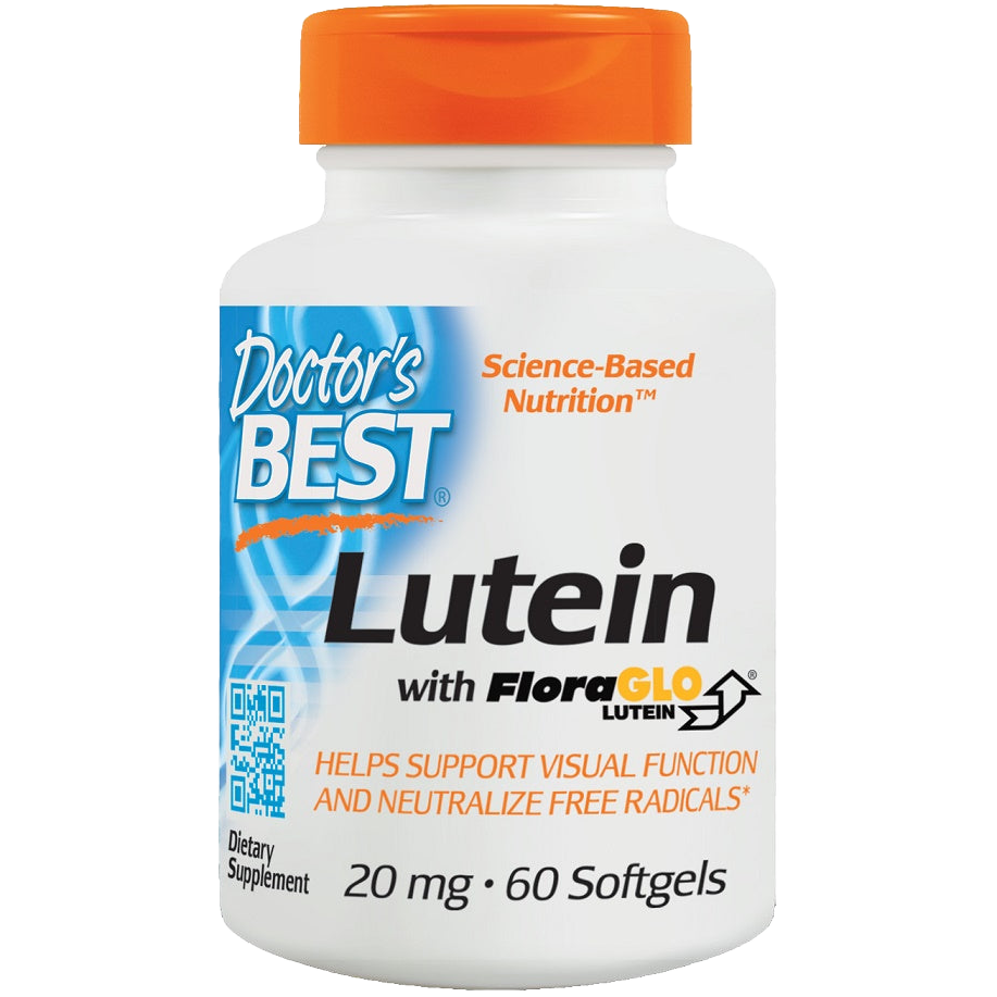 Doctor's Best Lutein 20mg with FloraGLO - 60 Softgels for Eye Health & Vision Support | Blue Light Protection for Digital Screen Users