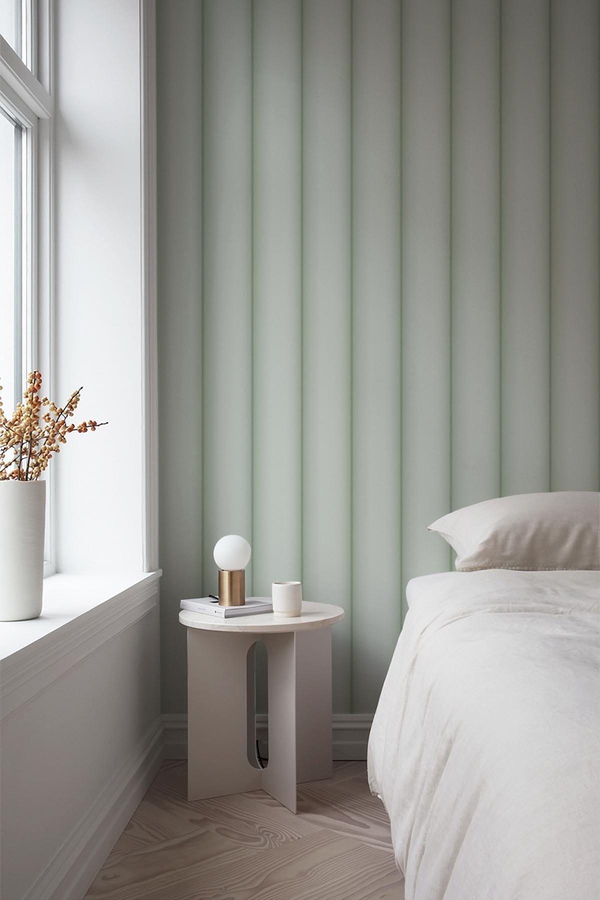 Large Soft Green Curved Wall Panel - Elegant Home Decor for Living Room, Bedroom & Office