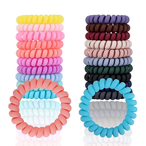 BAKEFY 24-Piece Spiral Hair Ties Set - No Crease Coil Ponytail Holders for Women & Girls with Thick Hair | Soft Phone Cord Hair Ties for All Hair Types | Perfect for Workouts, Yoga, Office & Everyday Styling