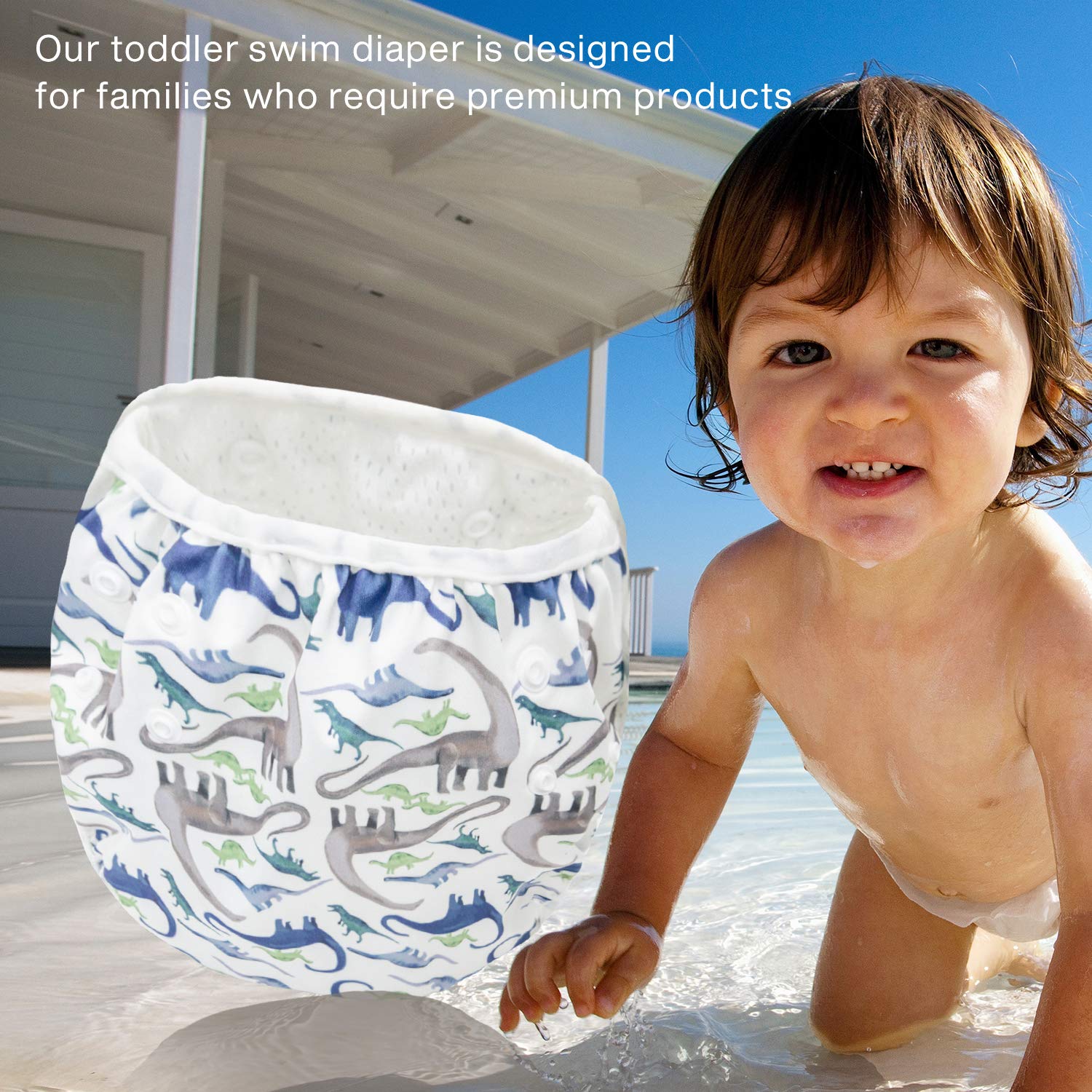 **Joyo Roy Reusable Swim Diaper for Babies & Toddlers 0-2T - Large & Medium Sizes, Waterproof Swim Diaper for Boys & Girls - Perfect for Pool, Beach & Water Play**