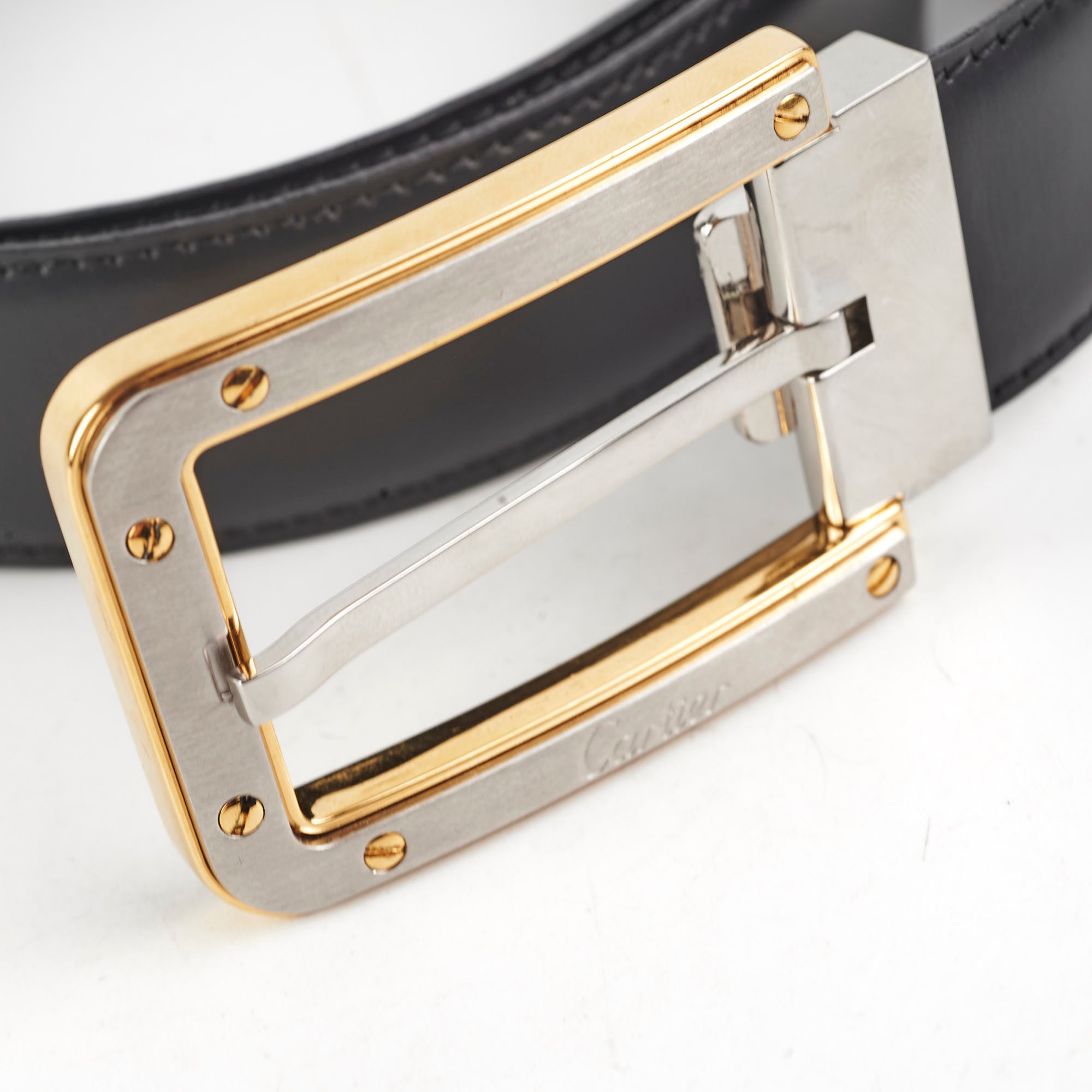Cartier Genuine Leather Belt for Men - Classic Black Dress Belt with Stainless Steel Buckle - Perfect for Business, Office & Formal Occasions