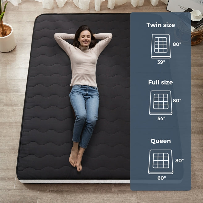 MAXYOYO 6-Inch Extra Thick Japanese Futon Mattress - Premium Diamond Quilted Floor Bed for Bedroom & Guest Room - Black - Perfect for Small Spaces, Studio Apartments & Minimalist Home Decor