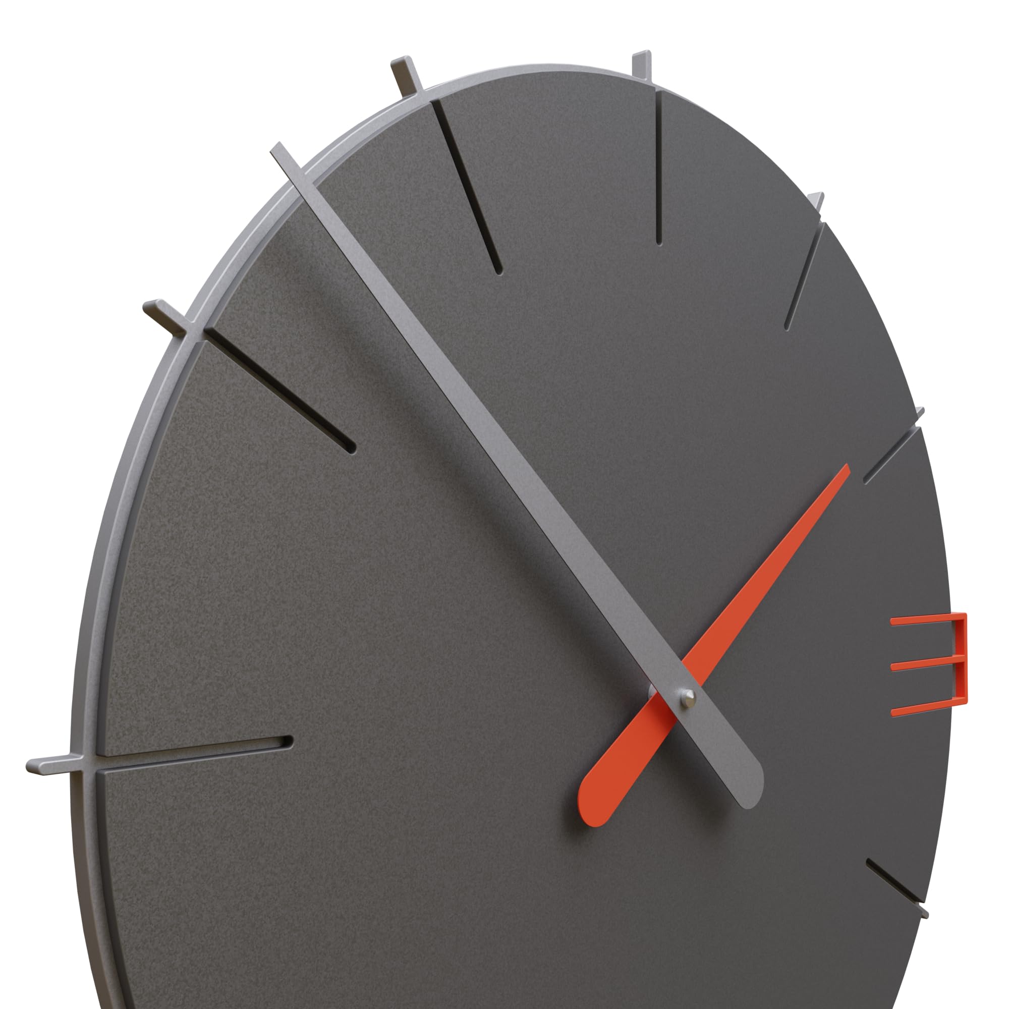 CalleaDesign 16.5 Inch Modern Wall Clock - Battery Operated Silent Quartz Clock with Grey Finish - Perfect for Living Room, Bedroom, Office & Home Decor