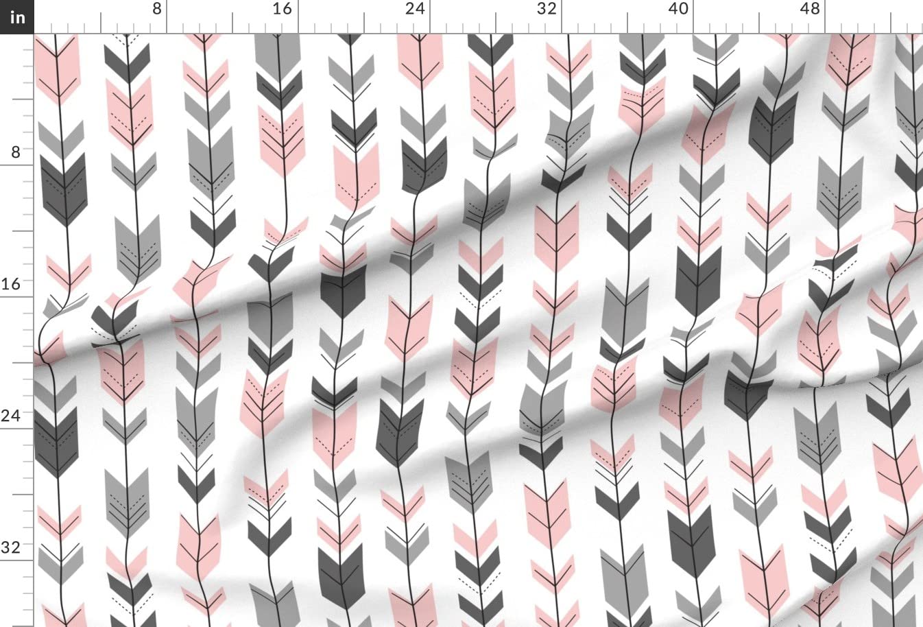 Fletching Arrow Pink Gray Boho Printed Upholstery Velvet Fabric by The Yard - Spoonflower Home Decor & Apparel Fabric for Quilting, DIY Projects, and Furniture Upholstery