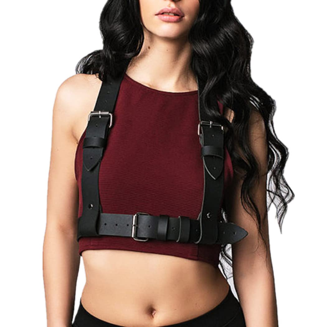 Punk Leather Body Chain - Sexy Waist Belt & Body Harness for Women - Gothic Bar Chains for Nightclub, Rave & Party Accessories - Black | Perfect for Music Festivals, Bachelorette Parties & Costume Events