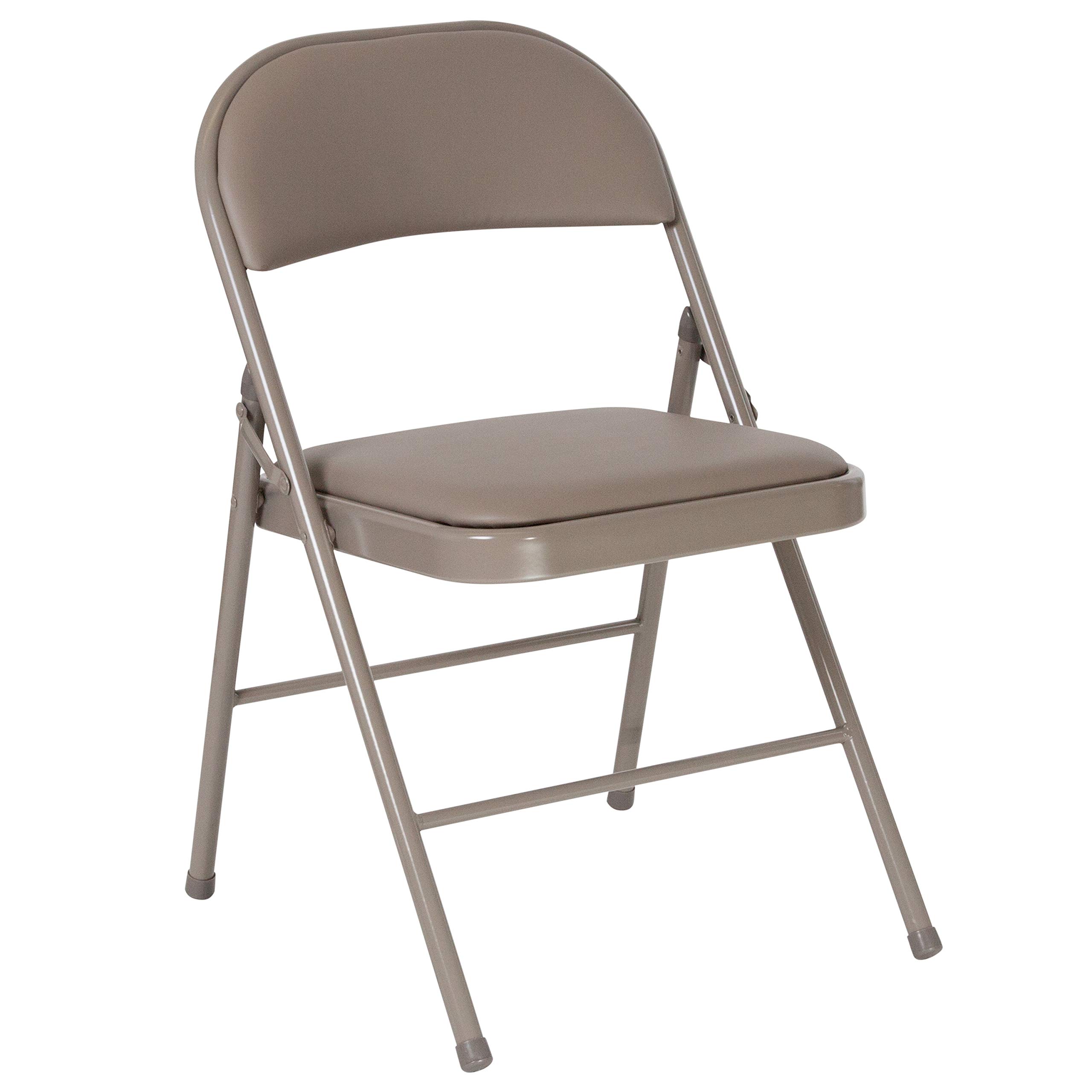 Flash Furniture HERCULES Series Heavy Duty Double Braced Gray Vinyl Folding Chair - Commercial Grade for Events, Parties, Banquets & Home Use
