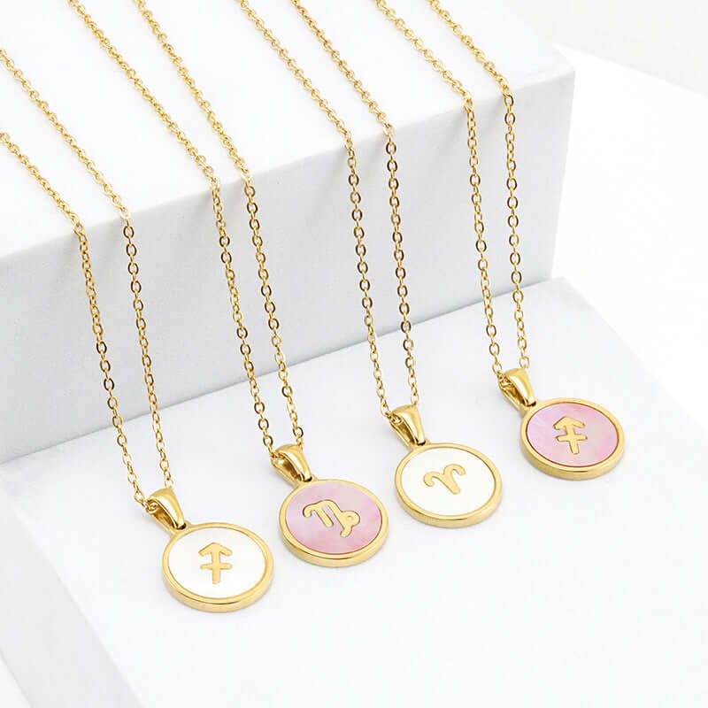 18K Gold Retro Zodiac Astrology Pendant Necklace - Personalized Horoscope Jewelry Gift for Women | Perfect for Birthday, Anniversary & Spiritual Occasions