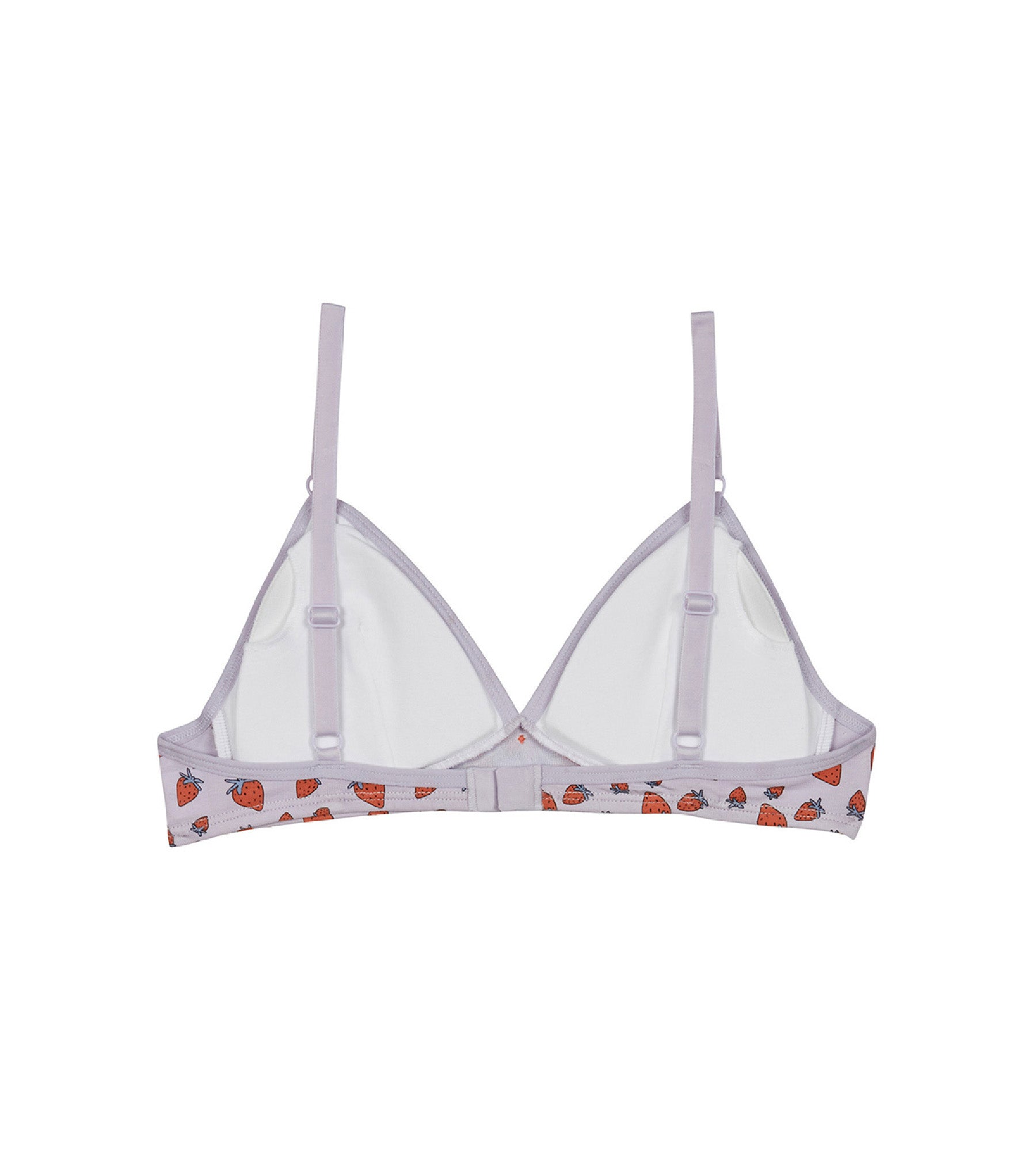 Wire-Free Stretch Cotton Triangle Bralette with Strawberry Print - Comfortable Lounge & Sleep Wear for Women
