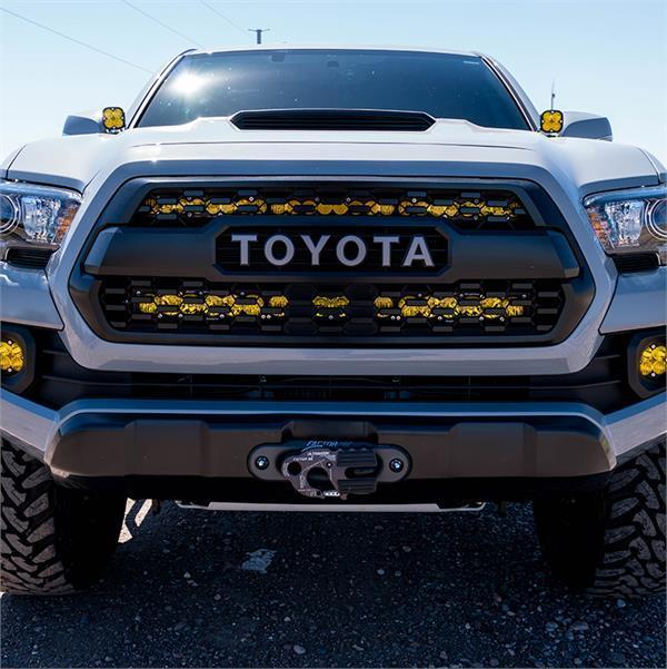 16-23 Toyota Tacoma SDHQ Built Behind the Grille Dual LED Light Bar Mount Kit - Off-Road Lighting Upgrade for Enhanced Night Visibility & Adventure Driving