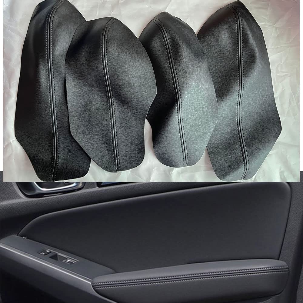 2022 Honda Civic 11th Gen Car Door Armrest Cover - PU Leather Protective Trim Panel Sleeve (8pcs, Black) | Interior Accessories for Car Protection & Style Enhancement | Perfect for Daily Commuting & Road Trips