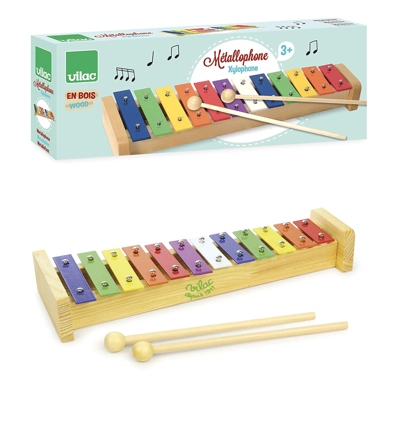 Vilac Wooden Xylophone for Kids - Musical Toy with 8 Colorful Keys - Perfect for Early Childhood Music Education & Playtime Fun