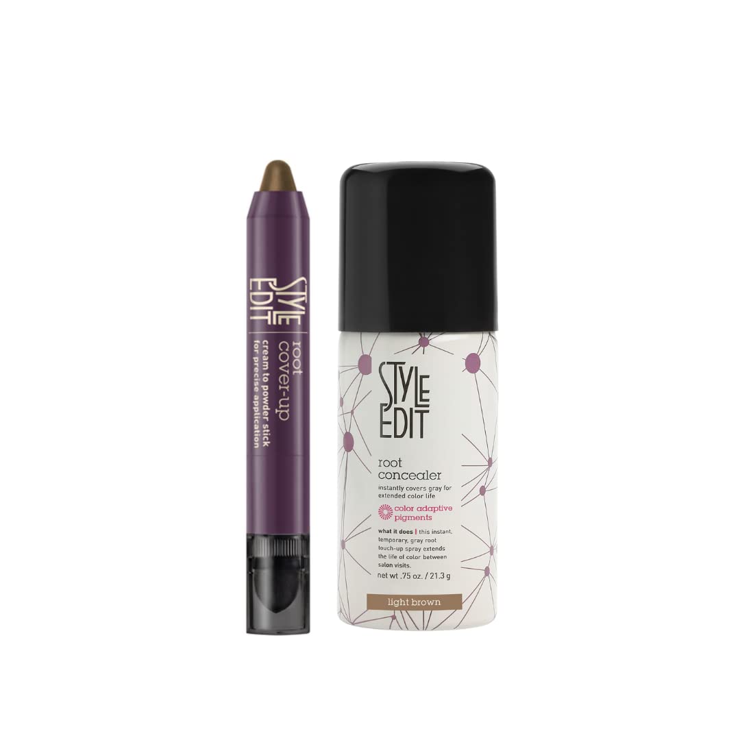 Light Brown Travel Size Concealer & Cover Up Stick Duo - Root & Gray Hair Cover for On-the-Go Touch Ups | Perfect for Travel, Work, and Everyday Use