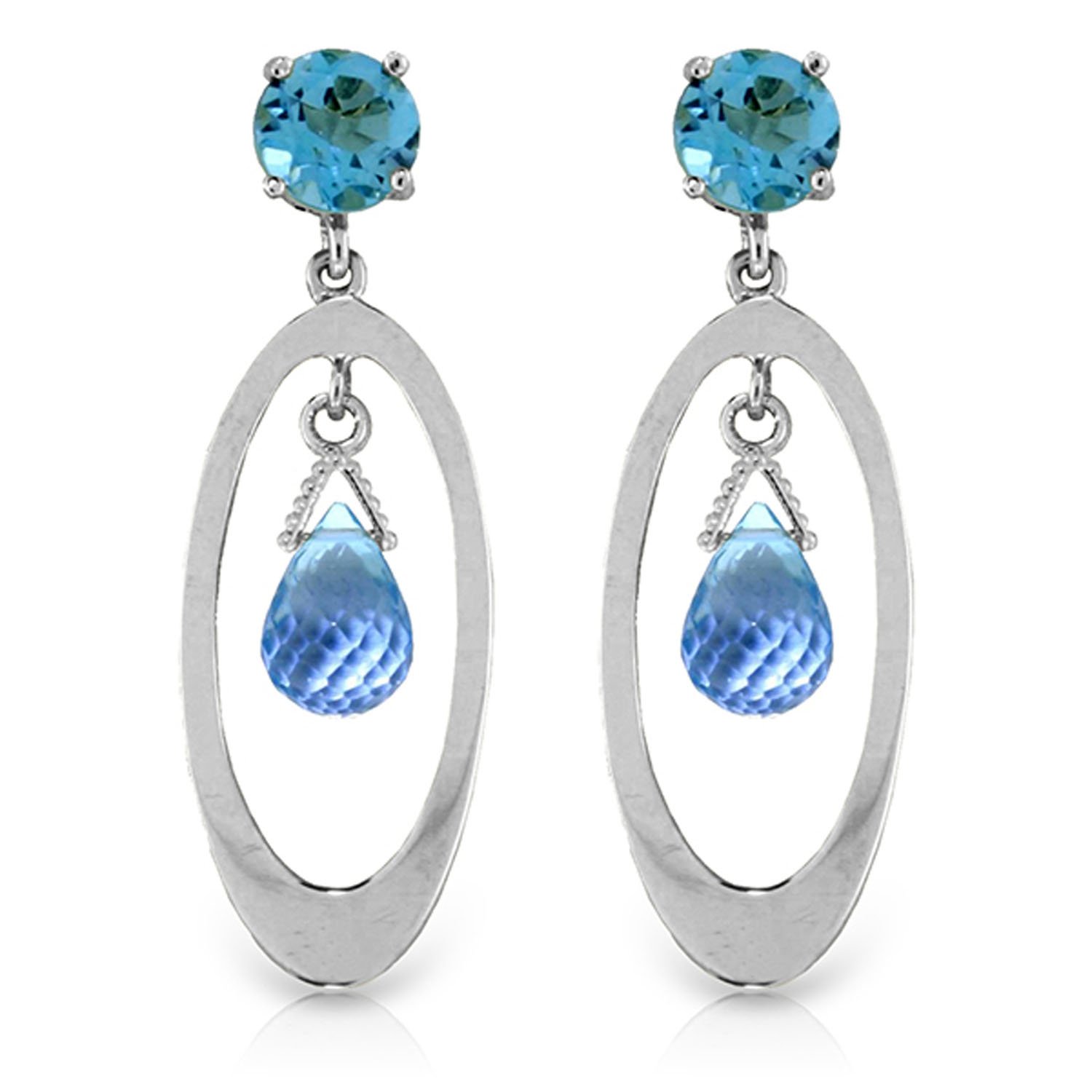 14K White Gold Blue Topaz Chandelier Earrings – Elegant Dangling Earrings for Women, Perfect for Parties, Weddings & Special Occasions