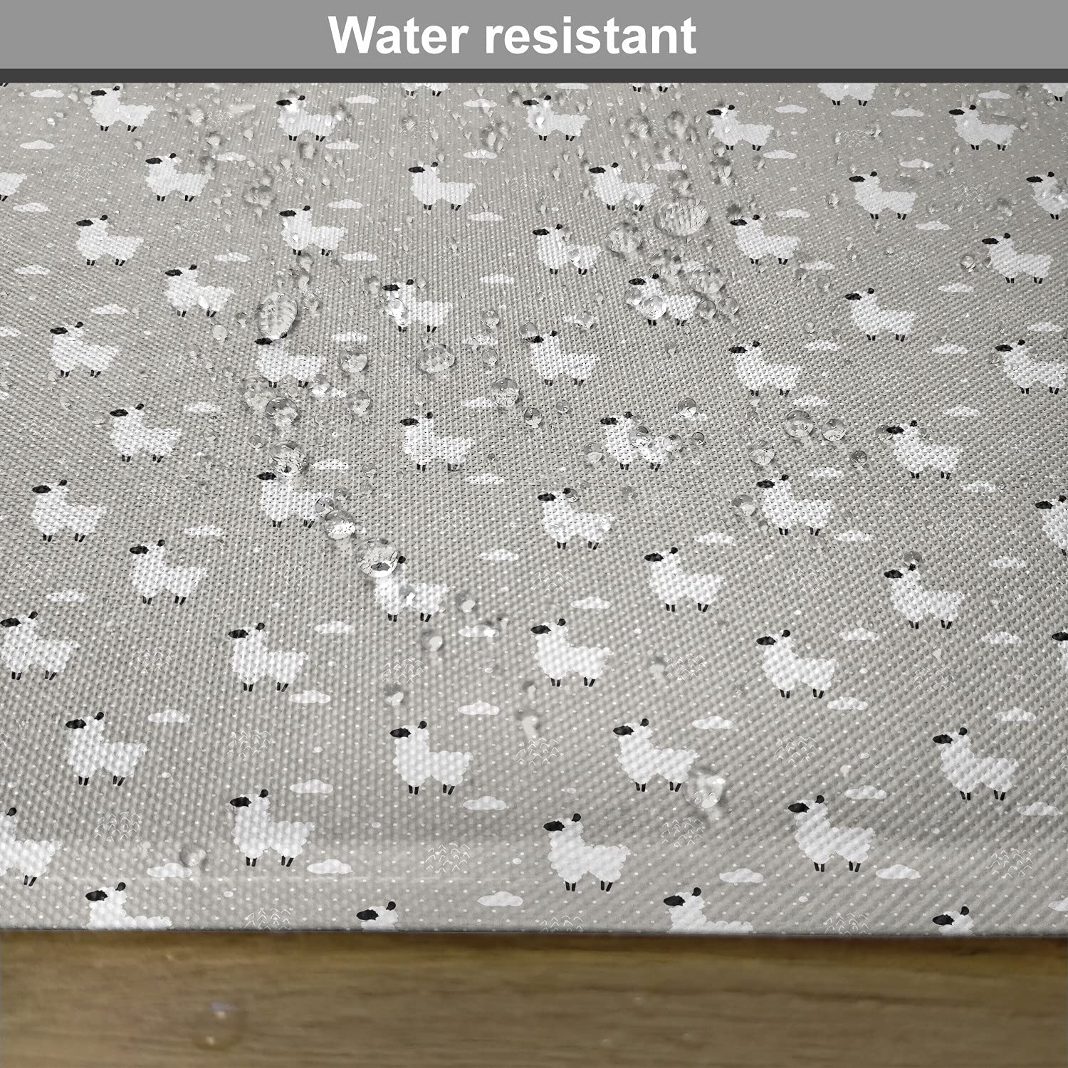 Ambesonne 4-Pack Sheep Placemats - Scandinavian Style Animal Print with Clouds & Polka Dots, Washable Fabric Dining Table Mats in Muted Grey-White Tones | Perfect for Farmhouse, Boho & Modern Home Decor