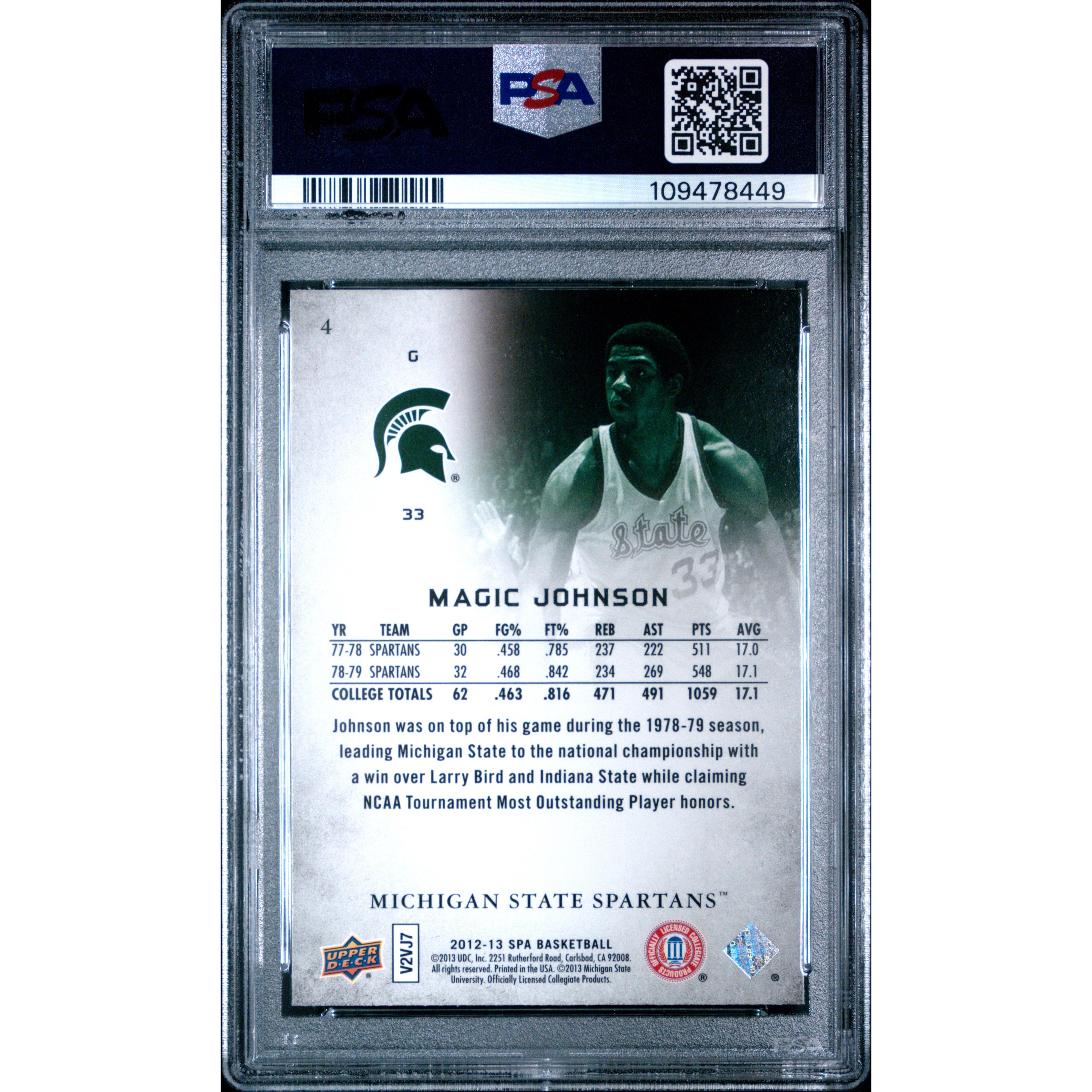 2012 SP Authentic Magic Johnson #4 PSA 9 Graded Basketball Card - Perfect for Collectors, Investors & Lakers Fans