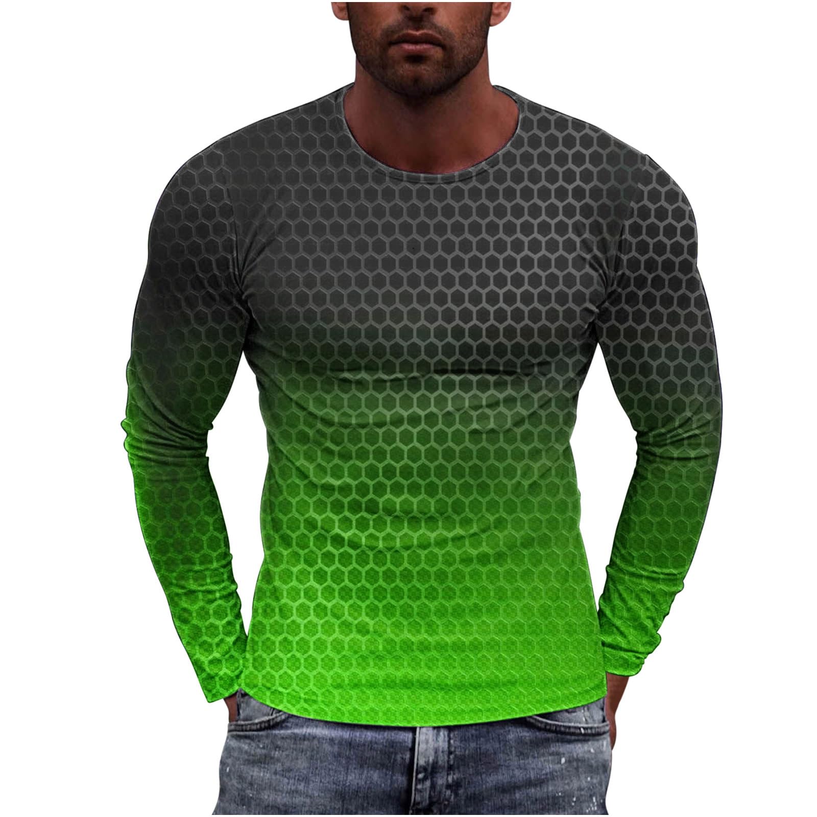 3D Geometry Print Men's Long Sleeve Graphic T-Shirt - Stylish Fall Streetwear Top for Casual Outings, Parties & Urban Fashion