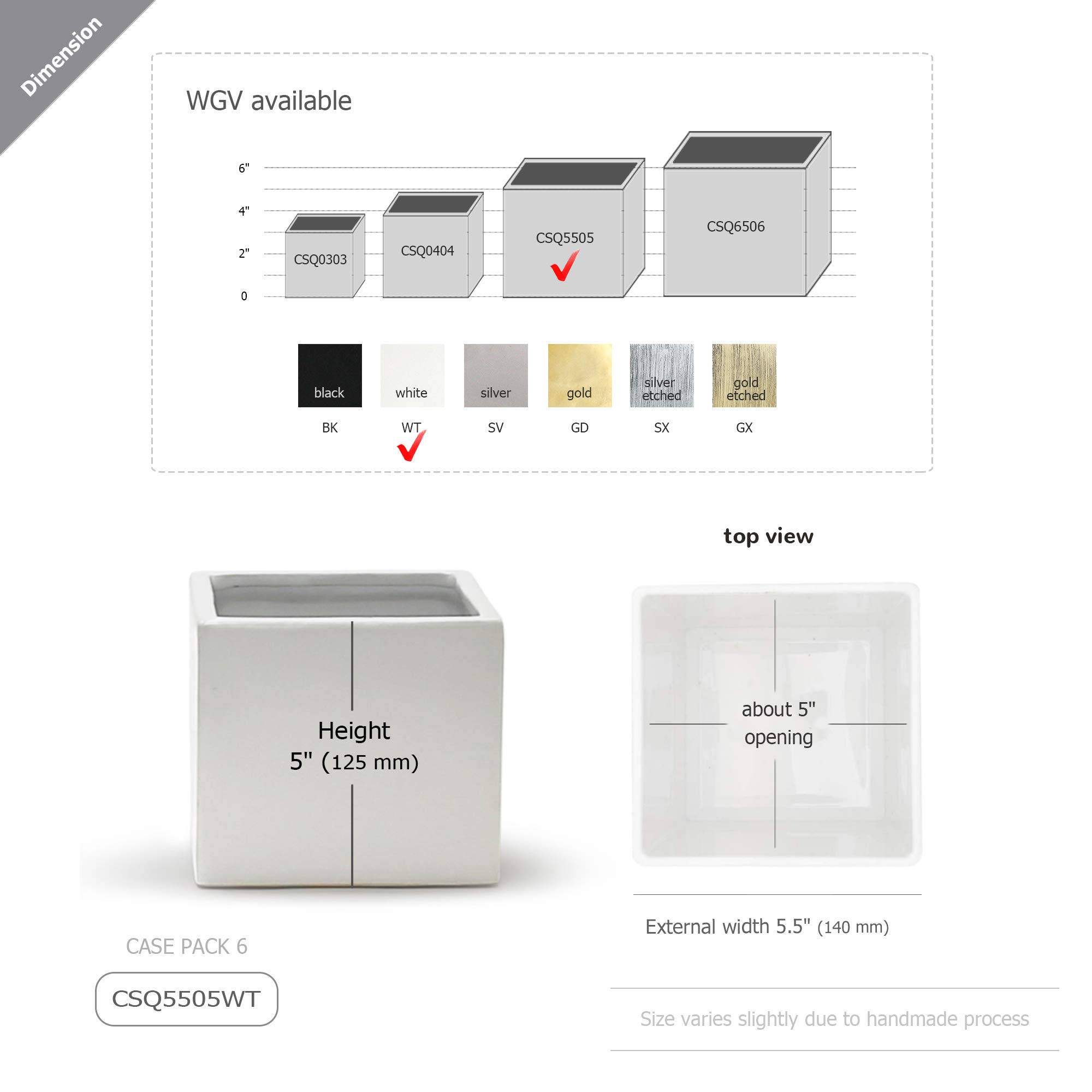 WGV 6-Piece Ceramic Cube Vase Set - 5.5