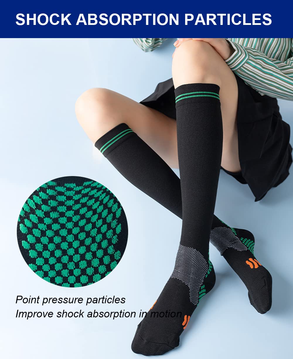 3 Pairs 20-30 mmHg Knee High Compression Socks for Women - Medical Grade Support Stockings for Circulation, Swelling & Varicose Veins Relief - Perfect for Travel, Nursing & Pregnancy