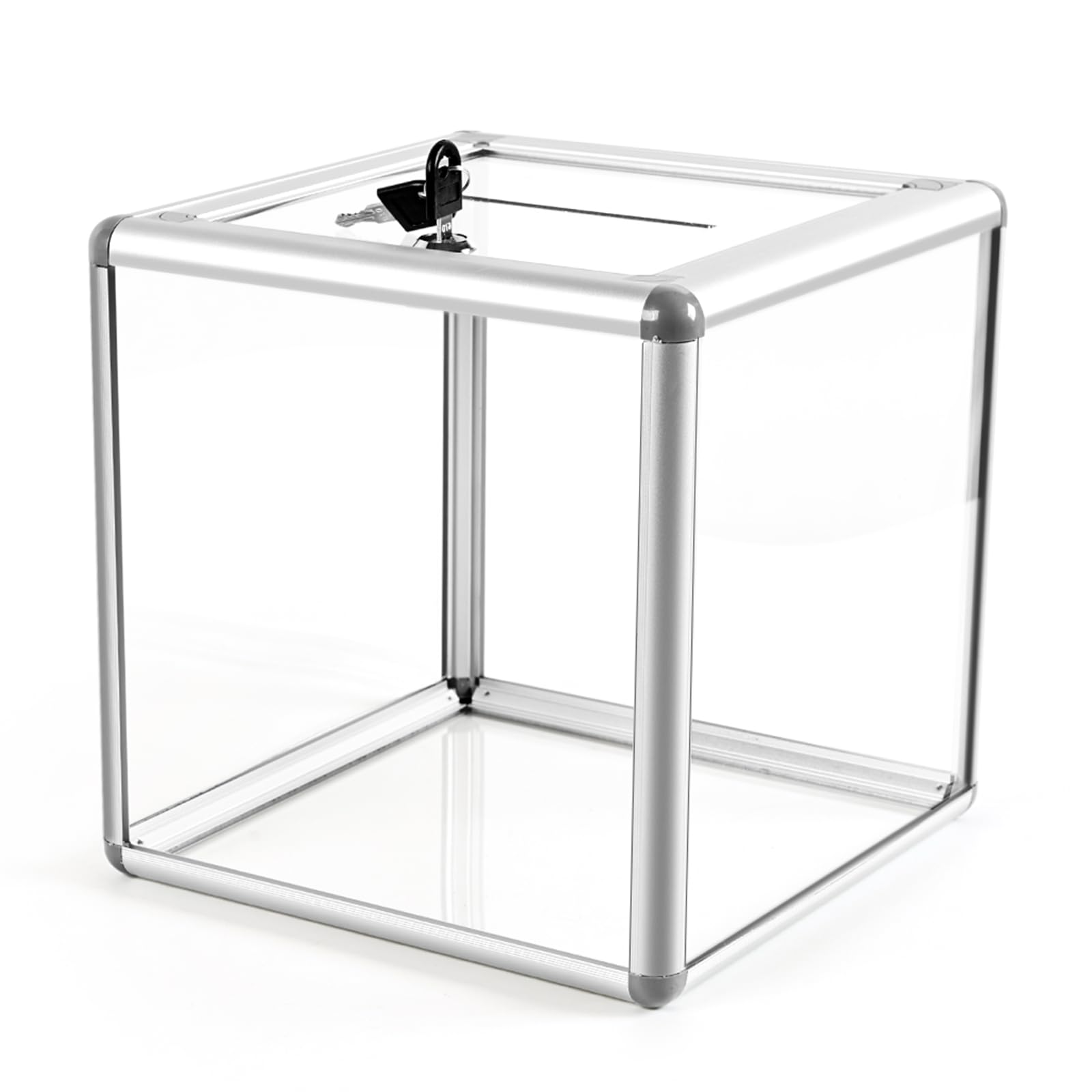 11.41 Inch Large Acrylic Donation Box with Lock - Secure Cash Storage Container for Fundraising, Voting & Raffle Tickets | Perfect for Charity Events, School Fundraisers & Office Contests