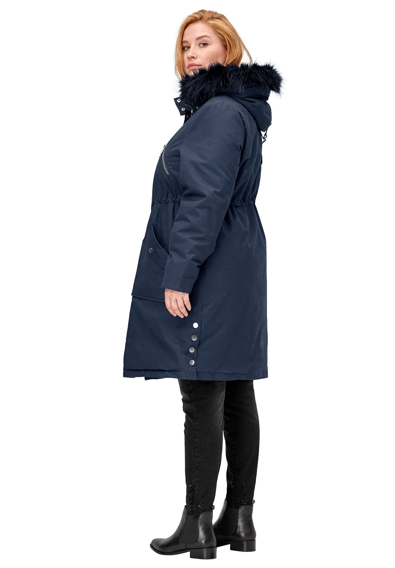 Ellos Women's Plus Size Side-Snap Wool Parka Coat - Warm Winter Jacket for Cold Weather, Outdoor Activities & Casual Wear