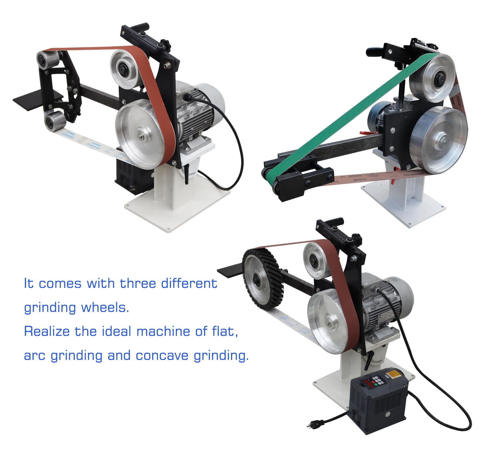 TECHTONGDA 71-Inch Belt Sander Grinder with Variable Speed Control & 3 Grinding Wheels - Professional Knife Sharpener & Tool Grinder for Vertical/Horizontal Use - Perfect for Metalworking, Woodworking & DIY Projects