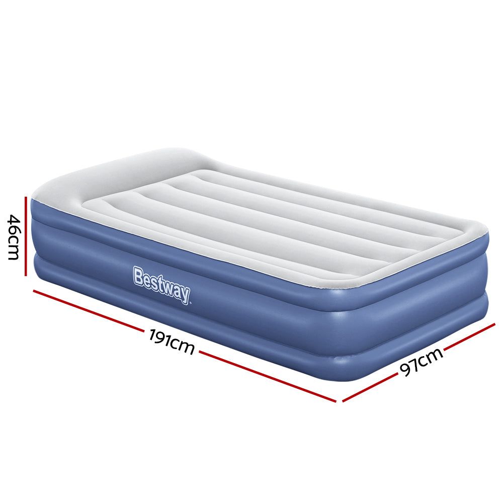 Bestway Single Size Air Mattress - Portable & Comfortable Inflatable Bed for Camping, Travel & Guest Use