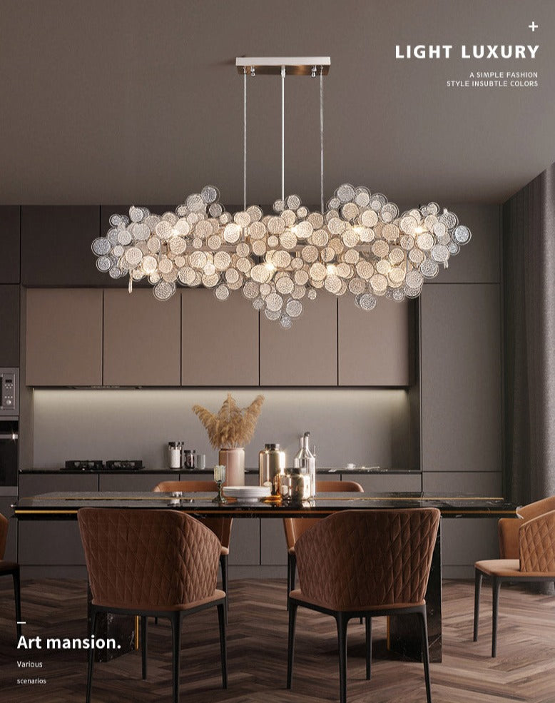 Elegant Crystal Glass Chandelier - Modern Luxury Ceiling Light Fixture for Dining Room, Living Room & Bedroom Decor