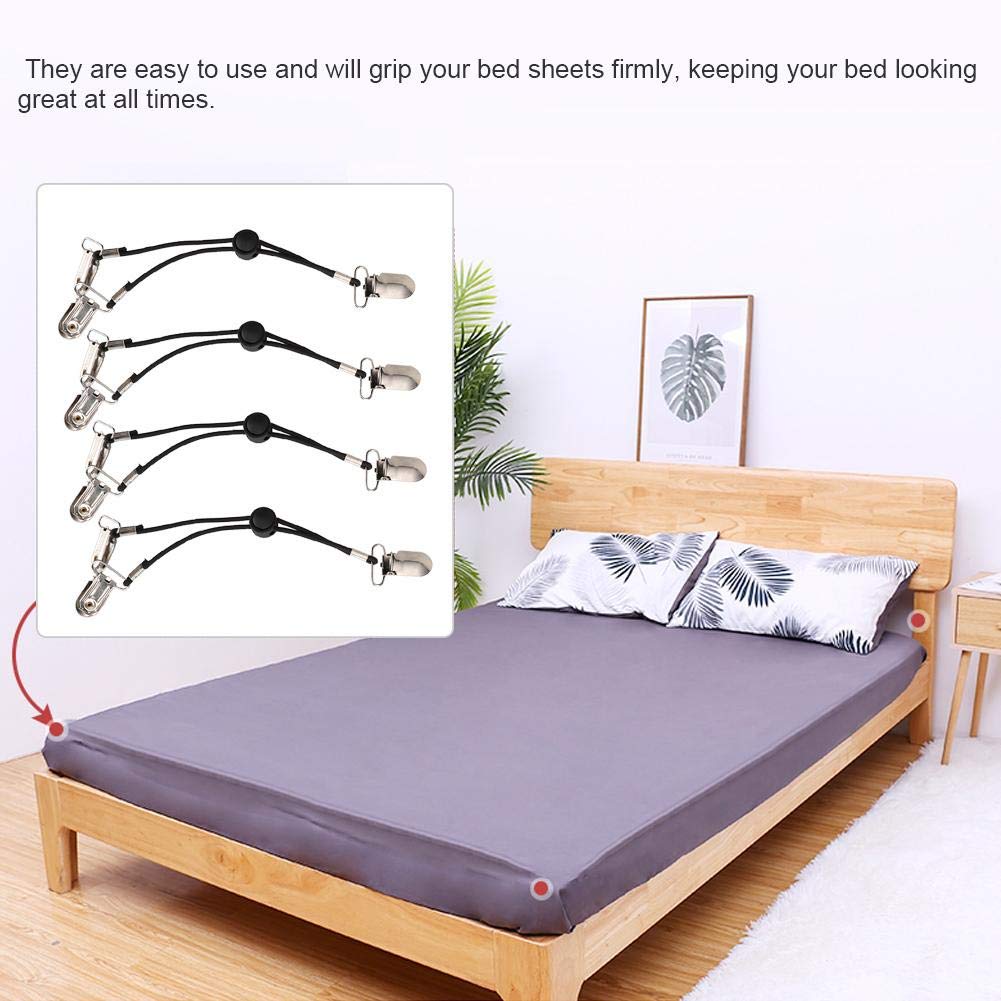 Wosume 6-Pack Multifunctional Clip-on Sheet Fasteners - Strong Grip Fitted Sheet Holders for Bed, Sofa & Mattress - Perfect for Bedroom, Living Room & Home Organization (Black)