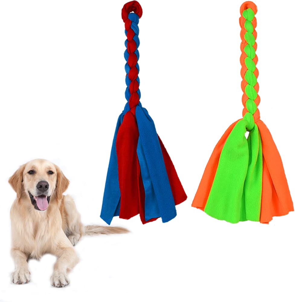 ASOCEA 2 Pack Dog Rope Toys - Durable Fleece Chew Toys for Interactive Play, Tug of War & Training - Perfect for Outdoor Exercise, Chase Games & Puppy Teething Relief (Great for Backyard, Park & Dog Training Sessions)
