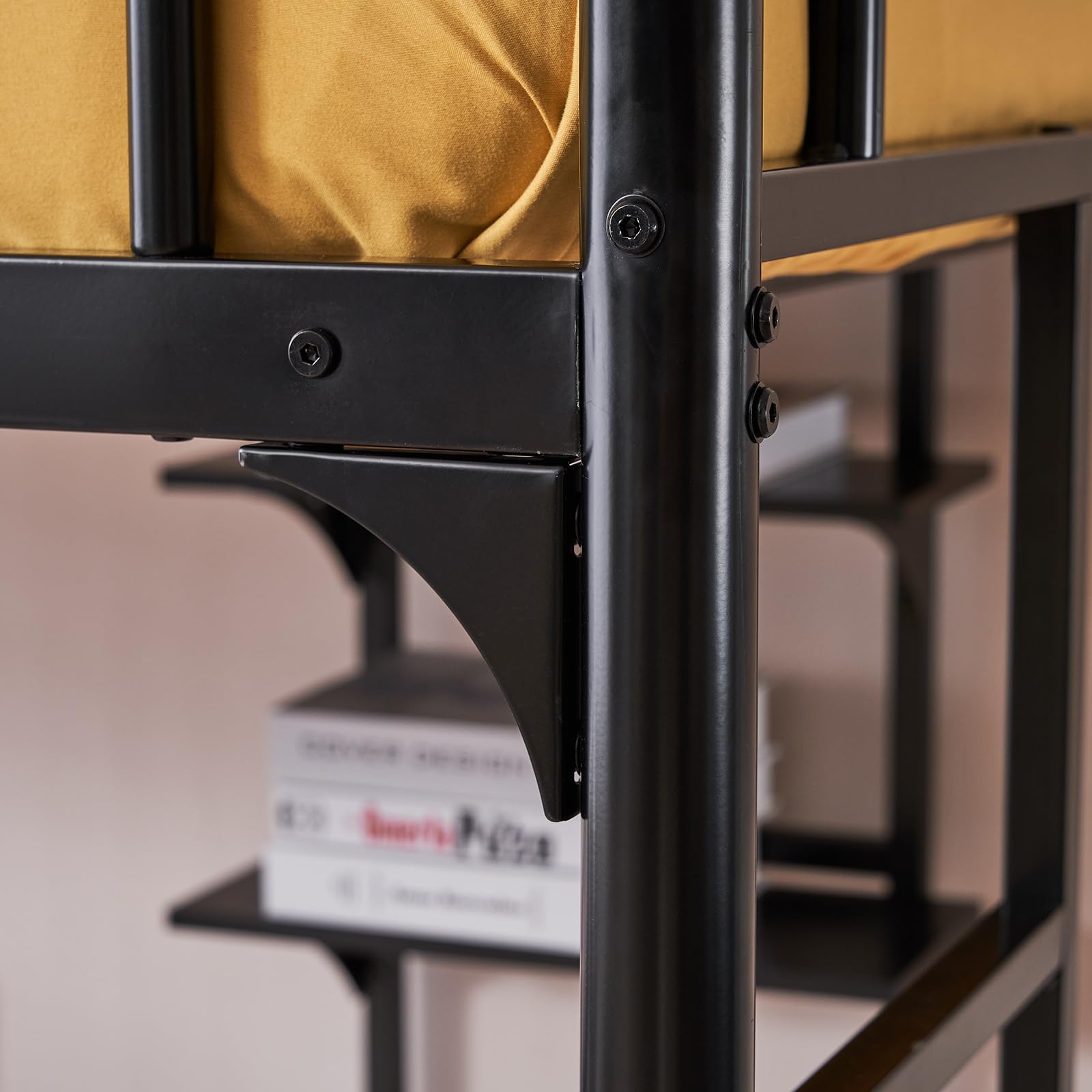 Karl Home Twin Loft Bed with Desk & Storage Shelves - Space Saving Bunk Bed for Kids, Teens & Adults - No Box Spring Needed - Quiet Study & Sleep Solution - Perfect for Small Bedrooms, Dorms & Apartments (Black)