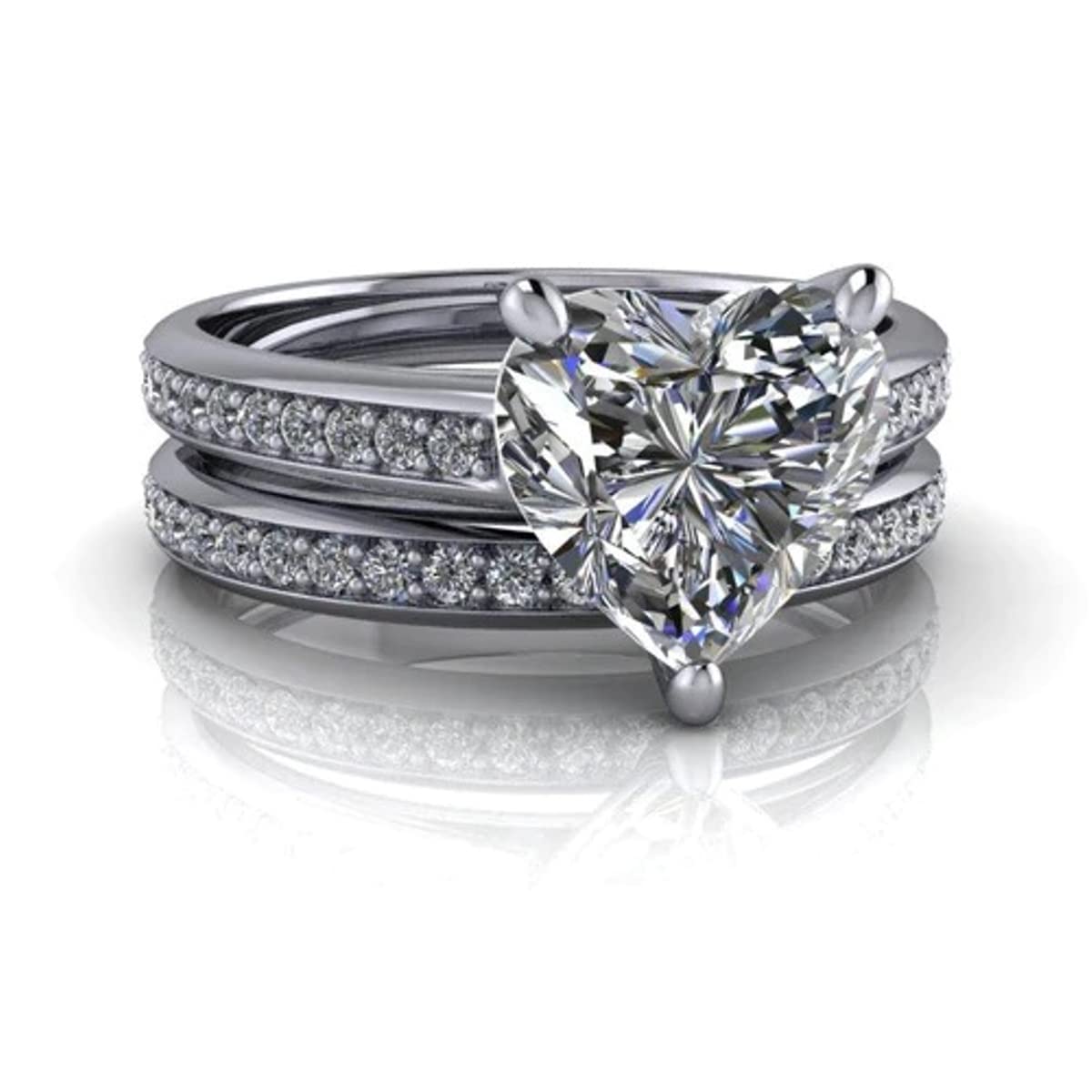 3.0CT Heart Cut Moissanite Diamond Wedding Ring Set in 925 Sterling Silver - Art Deco Bridal Jewelry for Women, Anniversary Gift for Wife | Perfect for Engagement, Proposal & Special Occasions