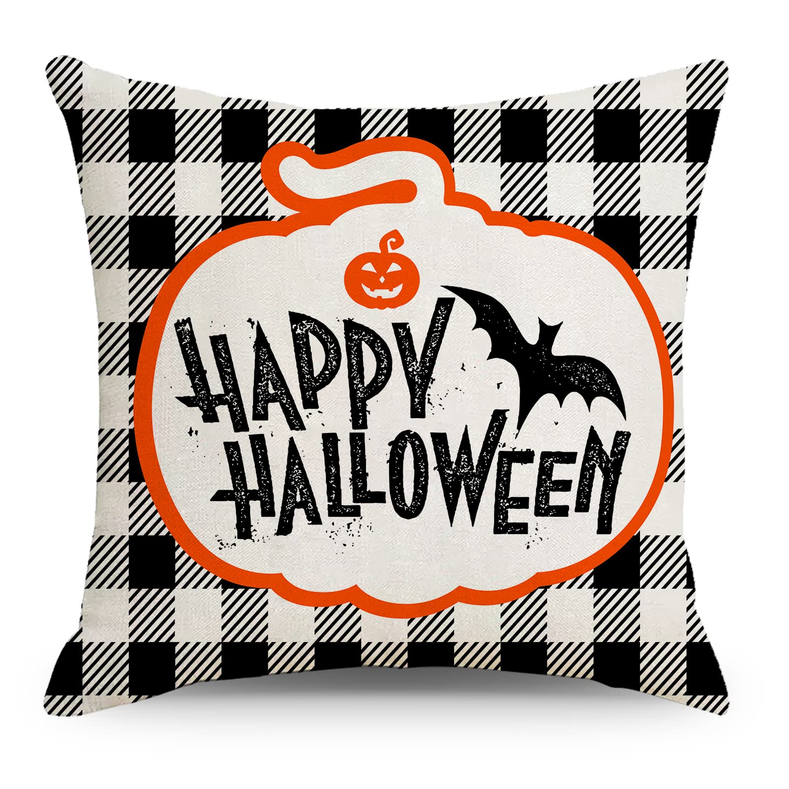 4 Pack Halloween Pillow Covers 18x18 Inch - Spooky Trick or Treat Throw Pillow Cases for Couch, Sofa & Bed Decor - Perfect for Halloween Party, Home Decor & Seasonal Festive Atmosphere