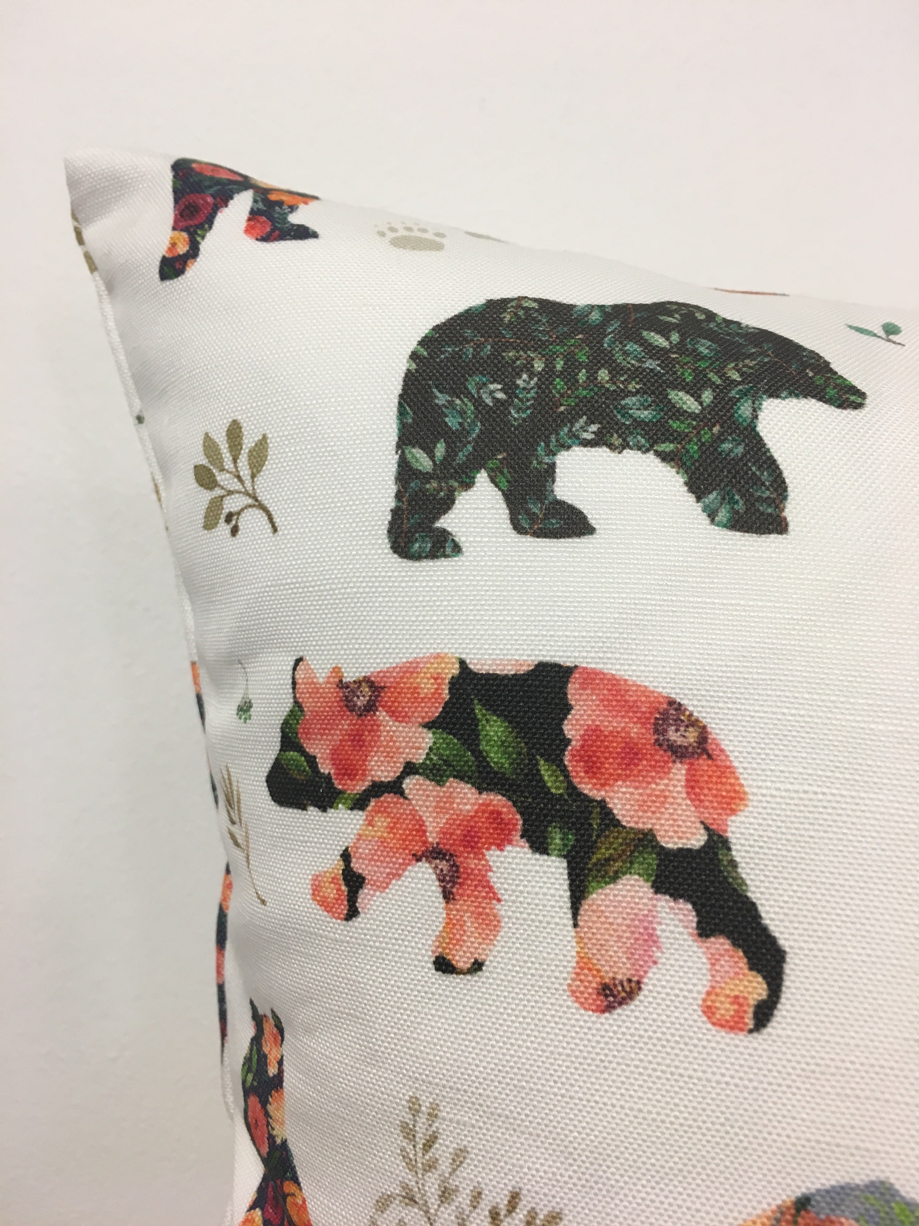 17x17 Patchwork Bears Decorative Throw Pillow - Soft & Cozy Home Decor for Living Room, Bedroom, or Nursery