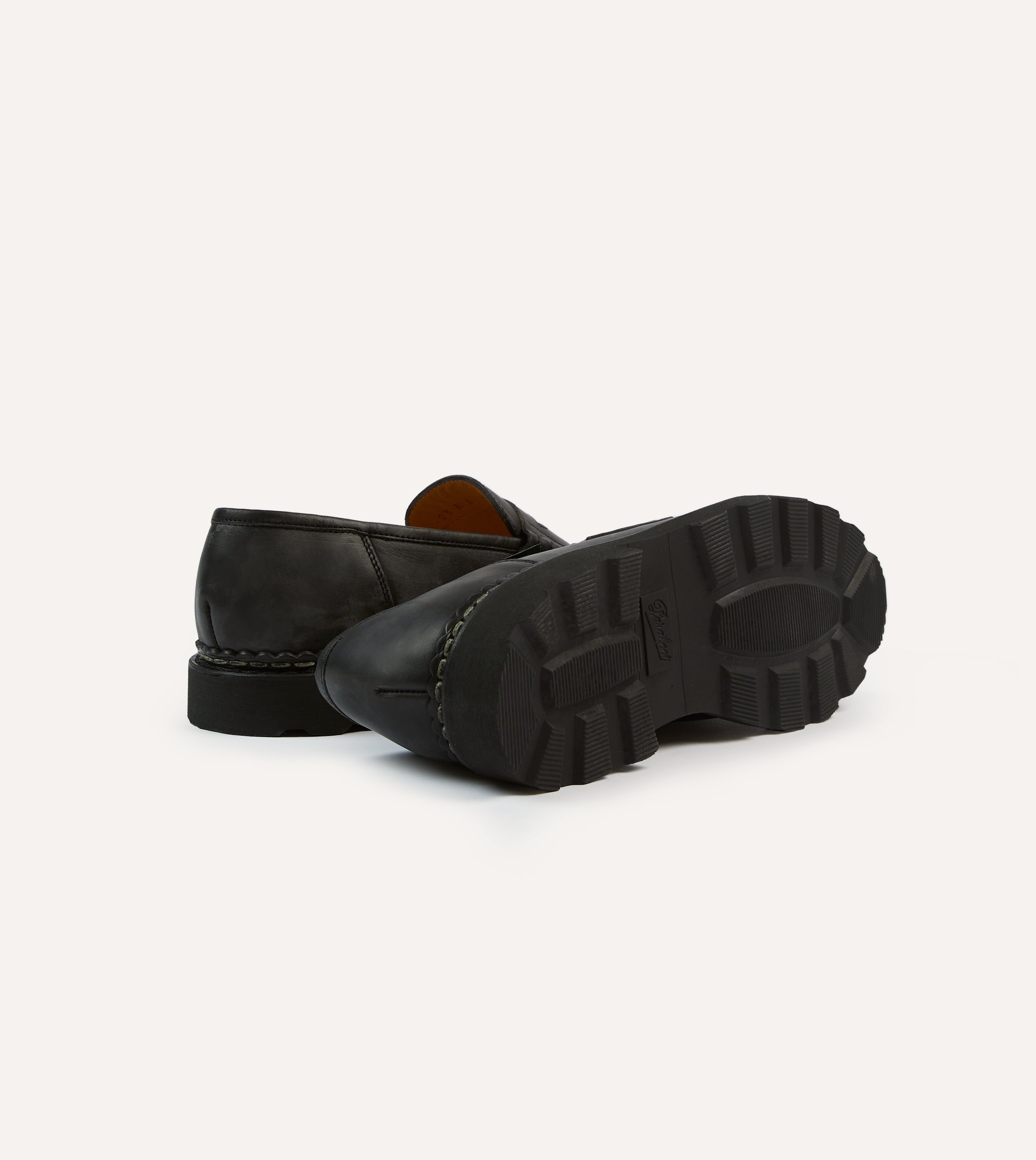 Paraboot Reims Black Leather Loafers for Men - Classic Comfortable Slip-On Shoes for Business Casual & Office Wear