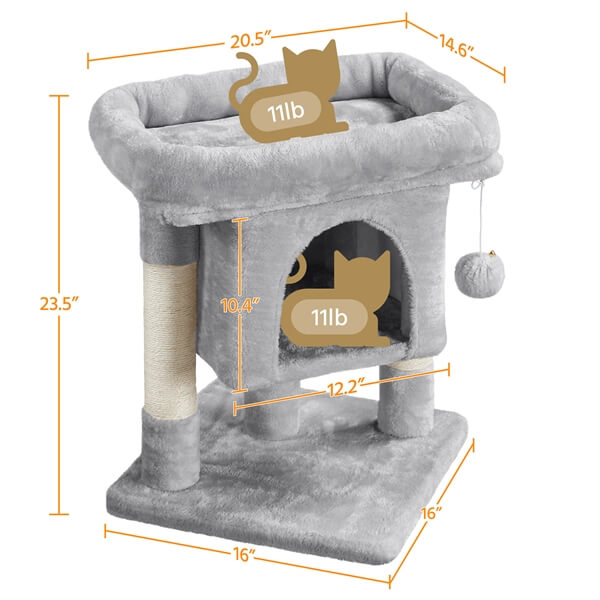 Yaheetech 23.5 Inch Cat Tree Tower with Scratching Posts & Perches - Multi-Level Cat Condo for Indoor Cats - Perfect for Play, Rest & Climbing in Home or Office