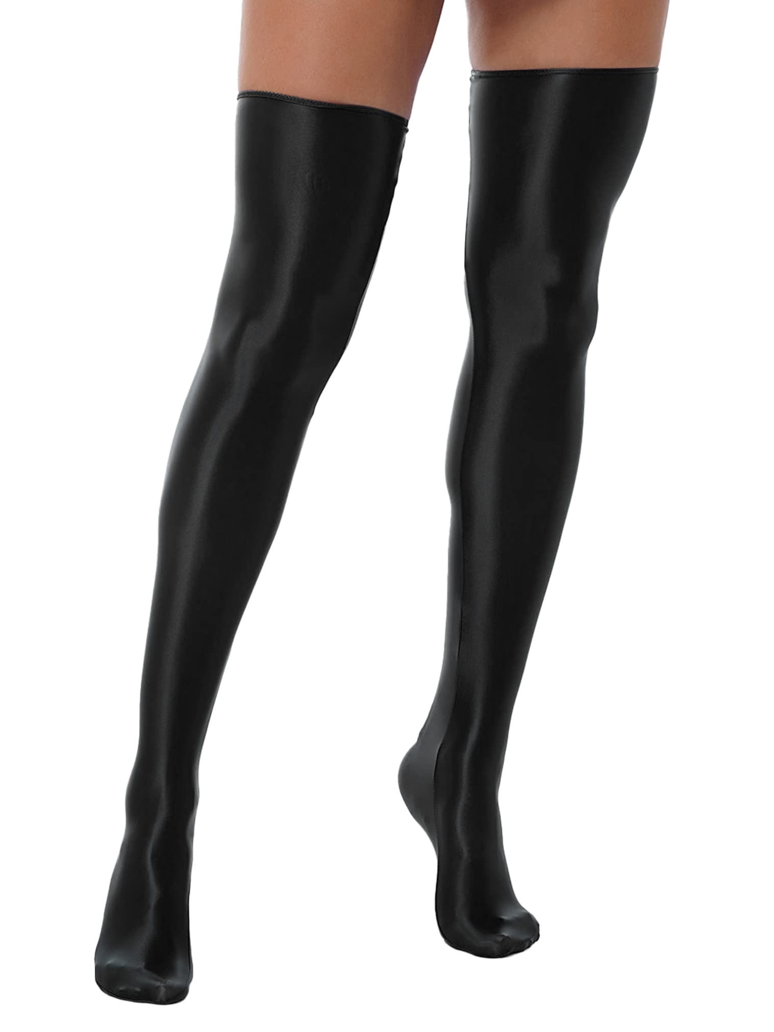 Shiny Silky Smooth Thigh High Stockings for Women - Over Knee Footed Hold Up Sexy Lingerie Tights - Perfect for Date Night, Cosplay & Special Occasions