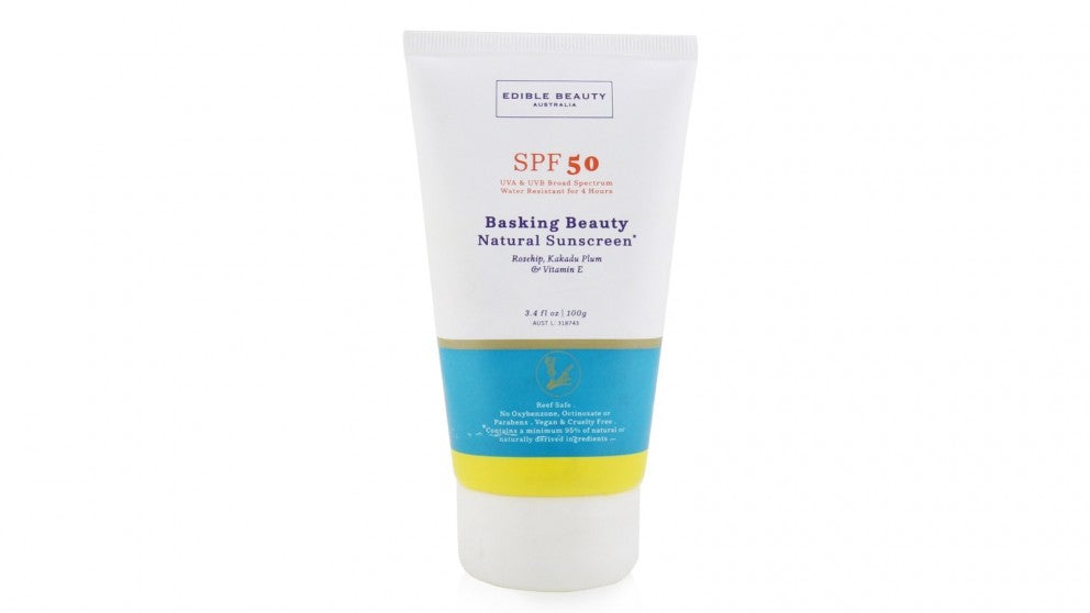 Edible Beauty Basking Natural Sunscreen SPF 30 - Organic, Reef-Safe Face & Body Sunscreen for Sensitive Skin | Perfect for Beach, Pool & Outdoor Activities