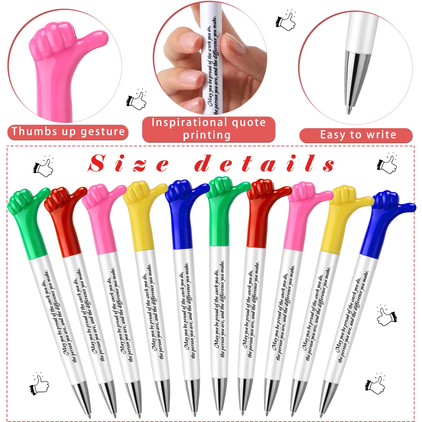 Funny Thumbs Up Pens - Inspirational Gifts for Nurses, Teachers & Coworkers - Office & School Use