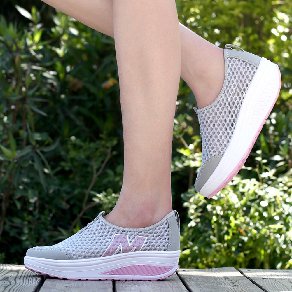 Women's Slip-On Wedge Sneakers - Breathable Mesh Platform Walking Shoes for Women | Comfortable & Lightweight for Sports, Gym, Workout & Casual Wear