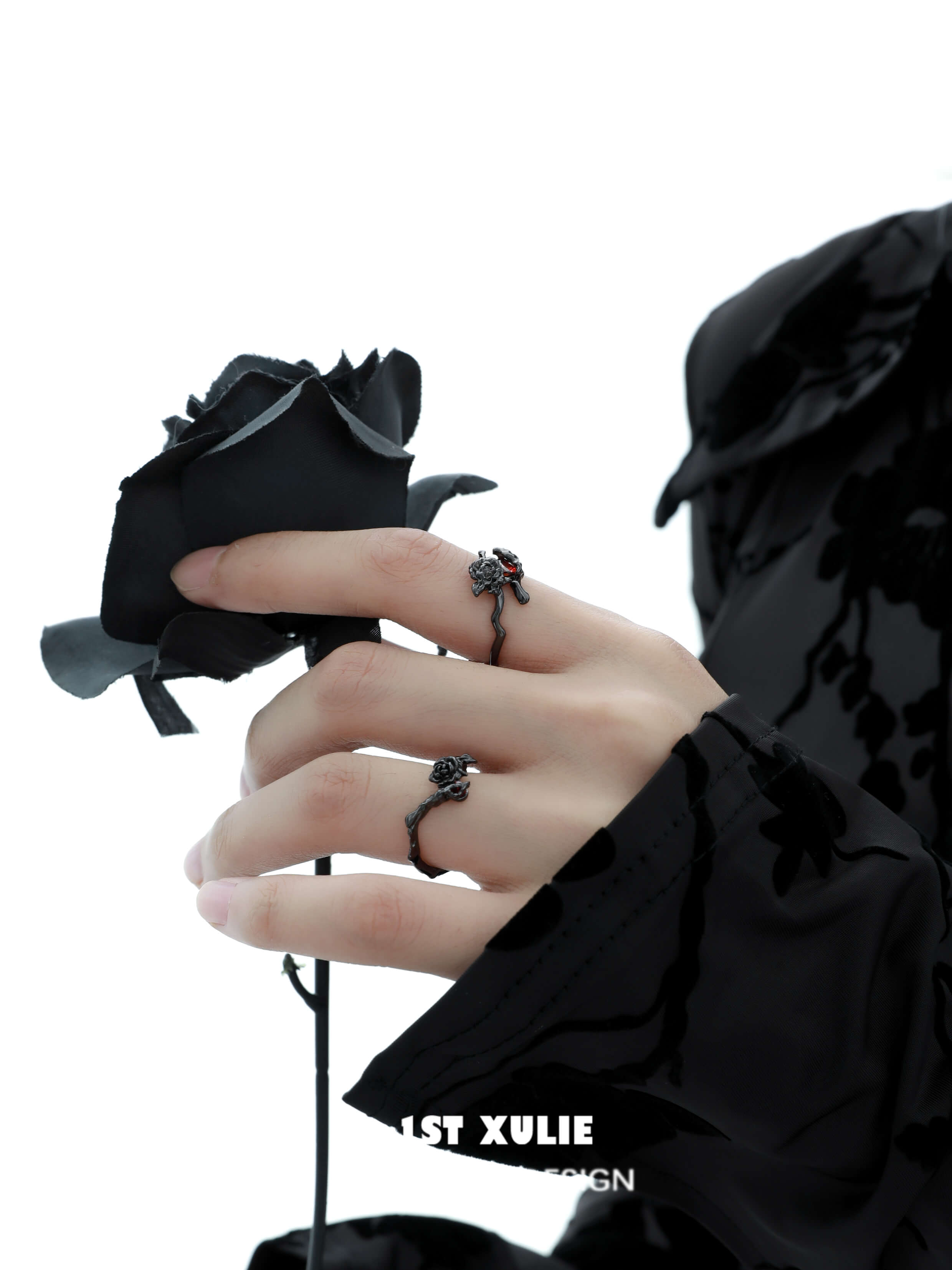 Taboo Rose S925 Sterling Silver Dark Rose Rings for Women - Elegant Gothic Jewelry for Parties, Weddings & Everyday Wear