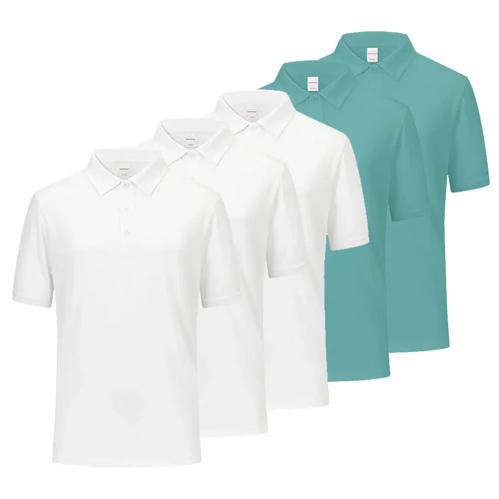 5 Pack Men's Quick Dry Moisture Wicking Polo Shirts - Breathable & Lightweight for Golf, Tennis & Casual Wear