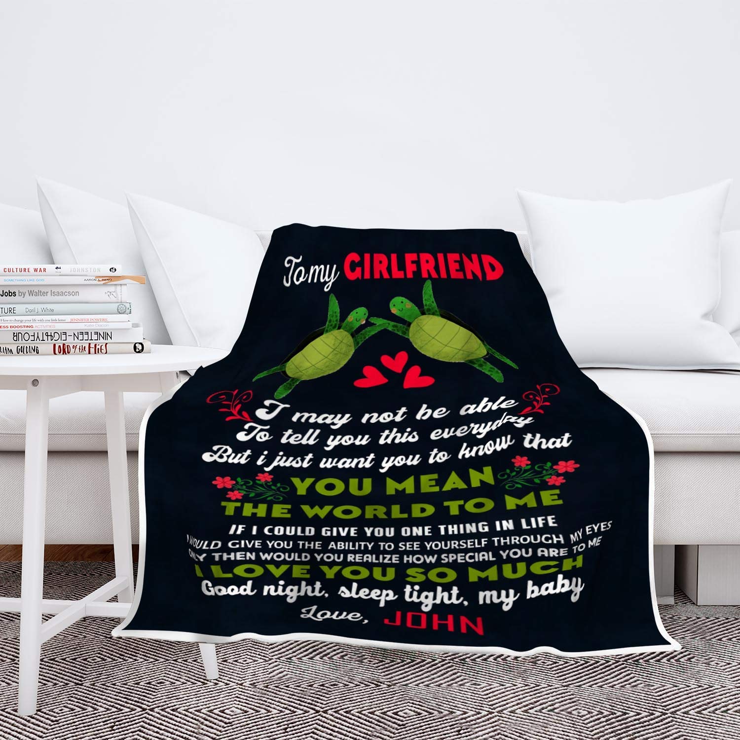 Supersoft Customized Blanket for Girlfriend - Personalized Anniversary & Valentine's Day Gift with Inspirational Quotes - 60x80 Inch Cozy Throw Blanket for Couples, Best Friend, Wife - Perfect for Cuddling, Movie Nights & Romantic Surprises