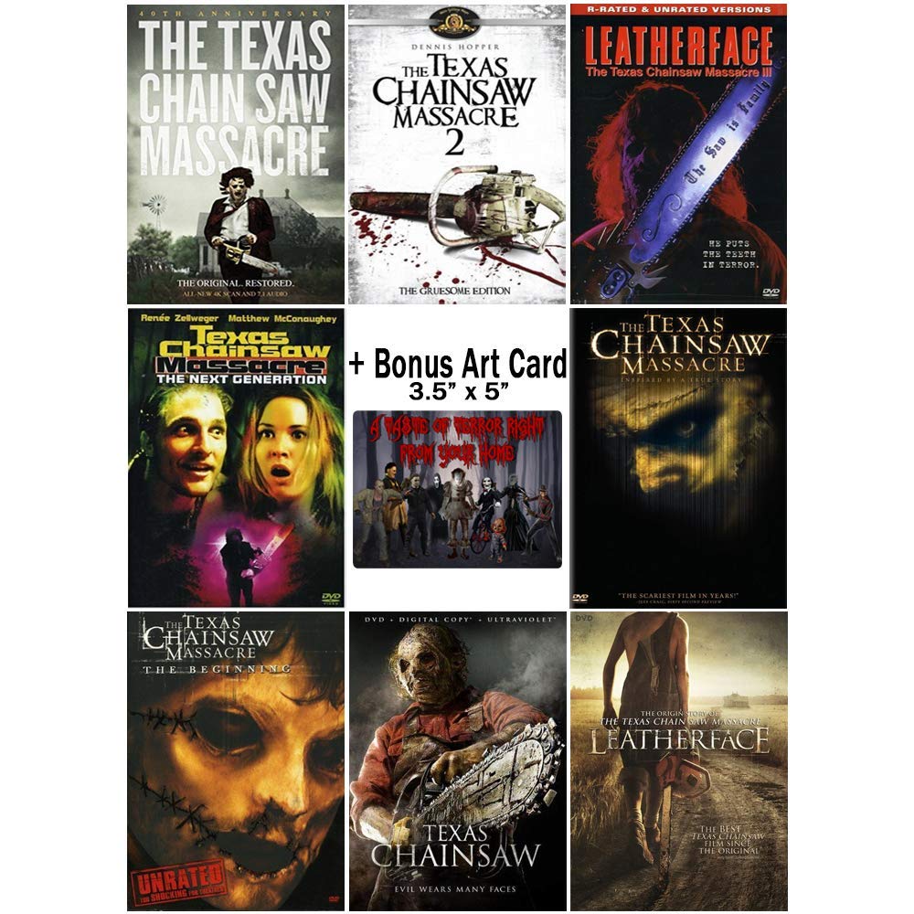 The Texas Chainsaw Massacre Ultimate Collection: Complete 8-Movie Horror Series Franchise with Bonus Art Card - Perfect for Halloween, Movie Nights & Horror Fans