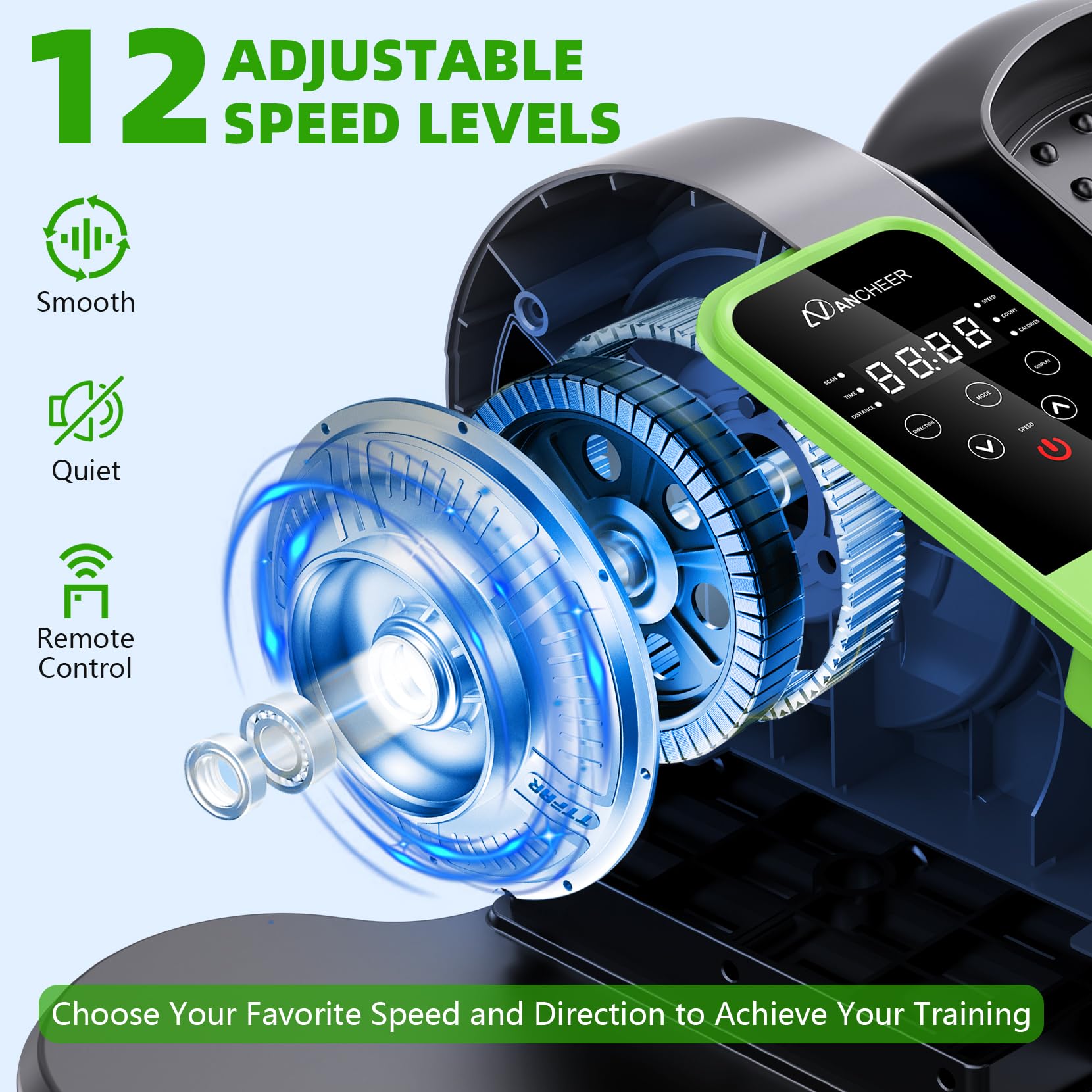 ANCHEER Under Desk Elliptical Machine - 12-Speed Adjustable Quiet Portable Leg Exerciser for Seniors & Office Workers with Remote Control - Perfect for Home Office, Physical Therapy & Low-Impact Workouts