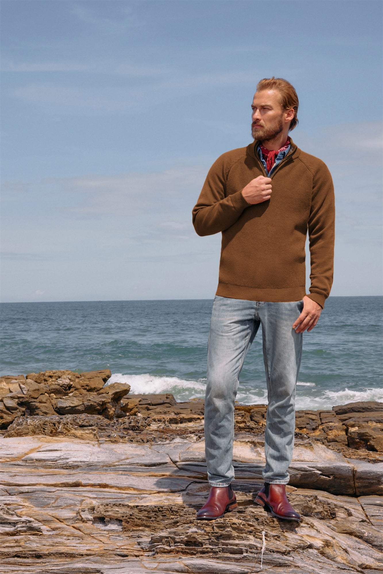Paul Jones Men's Slim Fit Quarter Zip Sweater - Mock Neck Knit Pullover for Casual Wear | Perfect for Office, Golf & Fall Layering